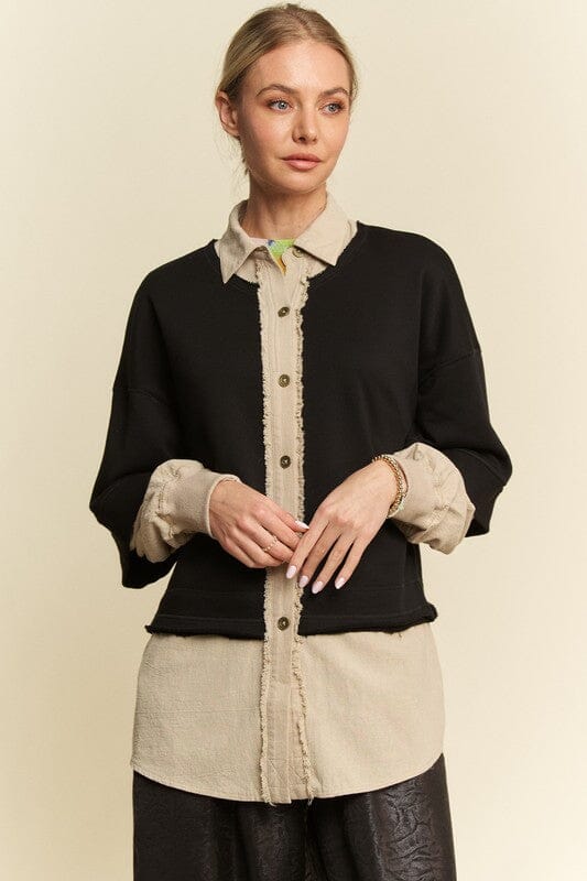 Davi & Dani Faux Layered French Terry Contrast Top - Sydney So Sweet