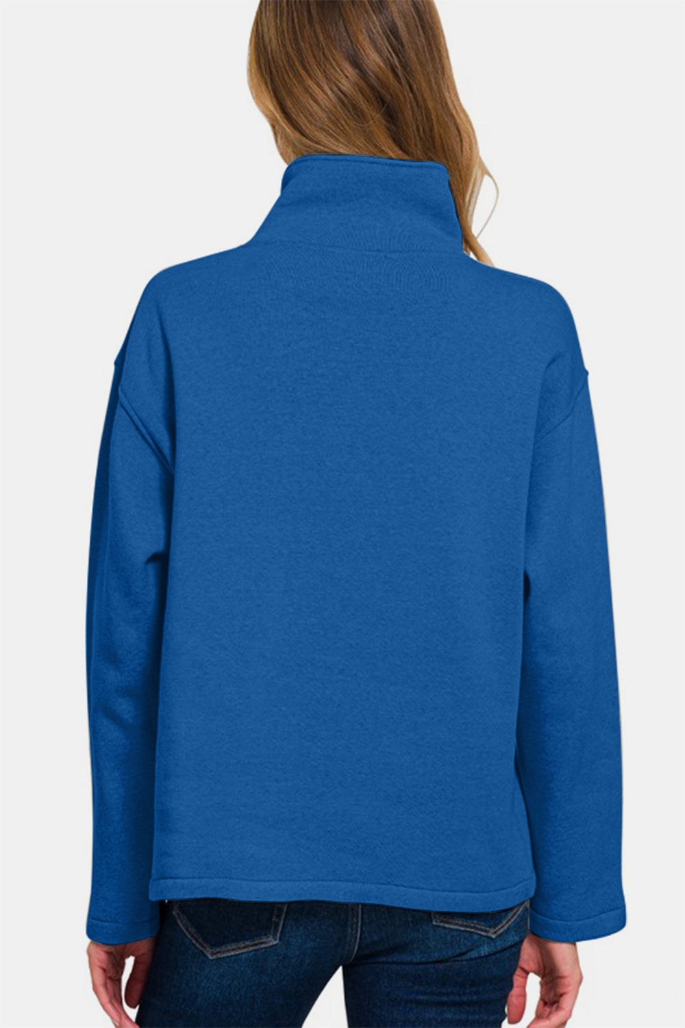 Zenana Turtleneck Half Snap Fleece Sweatshirt - Sydney So Sweet