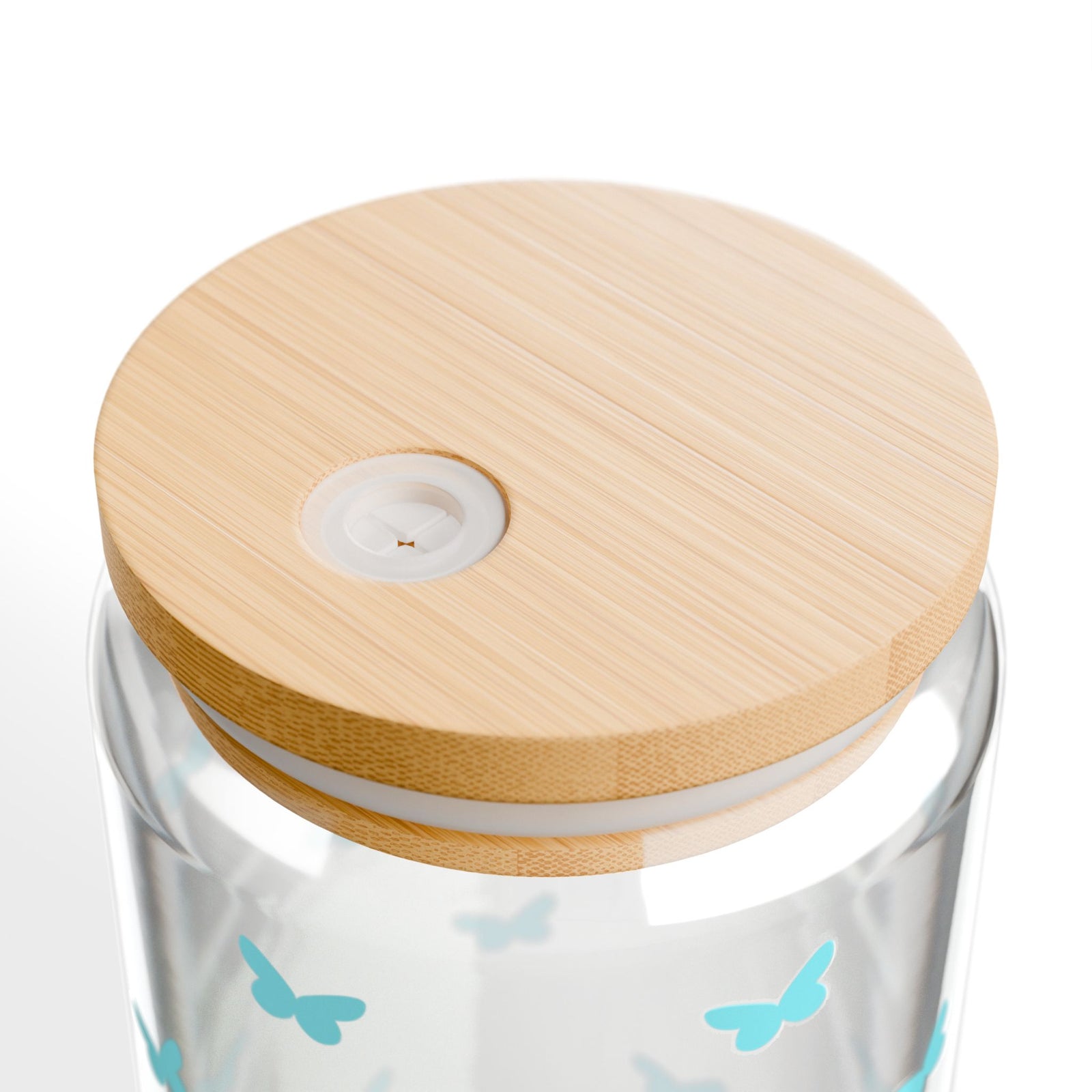 Mini Butterfly Turquoise Blue Sipper Glass 16oz — Reusable Drink Jar with Lid & Straw