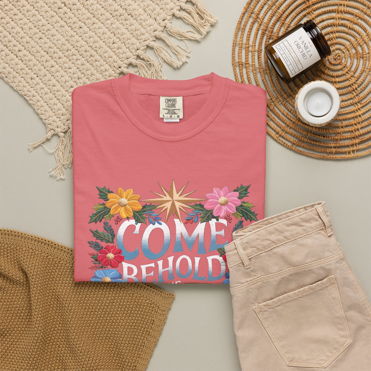 Come & Behold the Newborn King Christmas T-Shirt Christian Graphic Tee