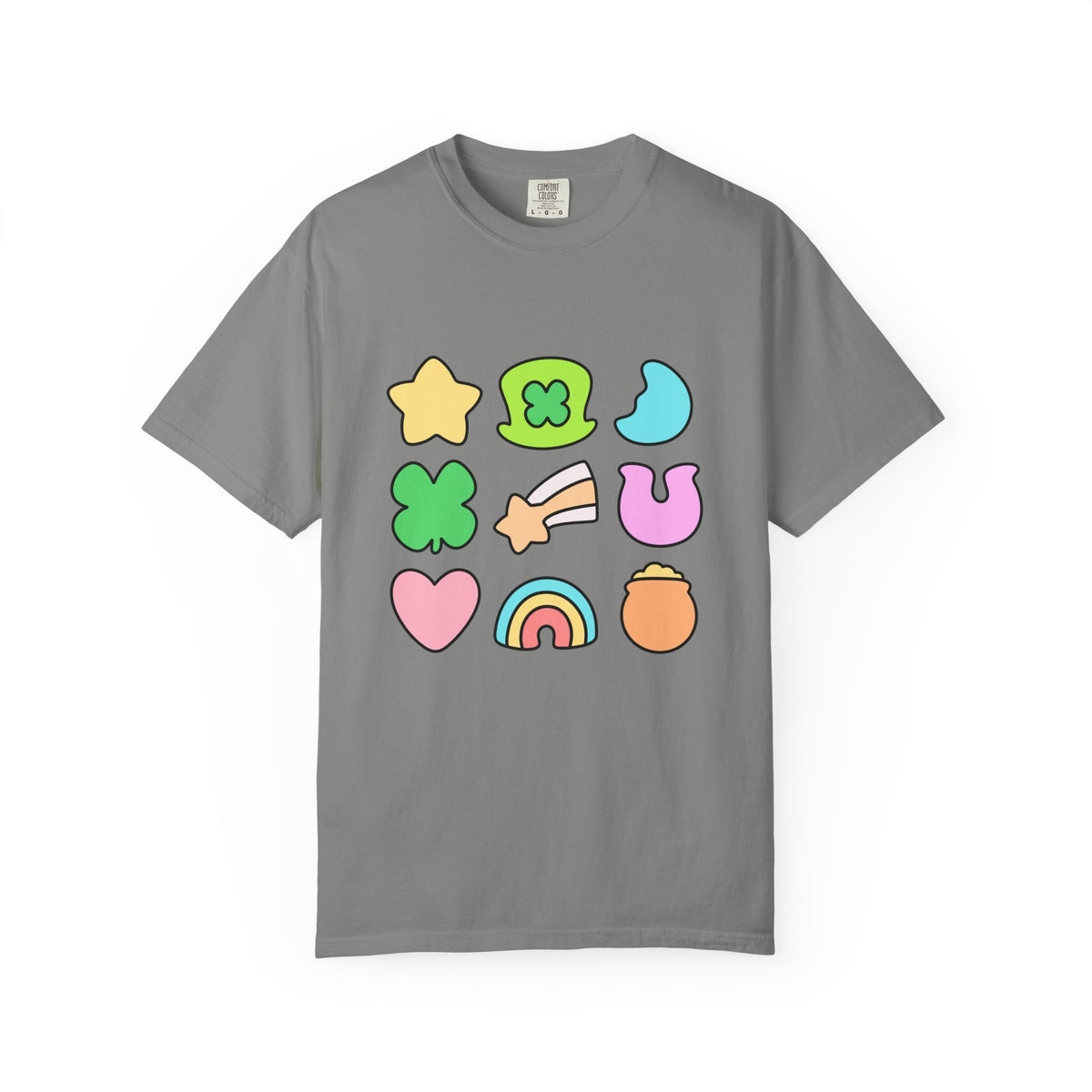 Lucky Charm Icons Graphic T-Shirt Pastel St. Patrick’s Day Unisex Short Sleeve Tee