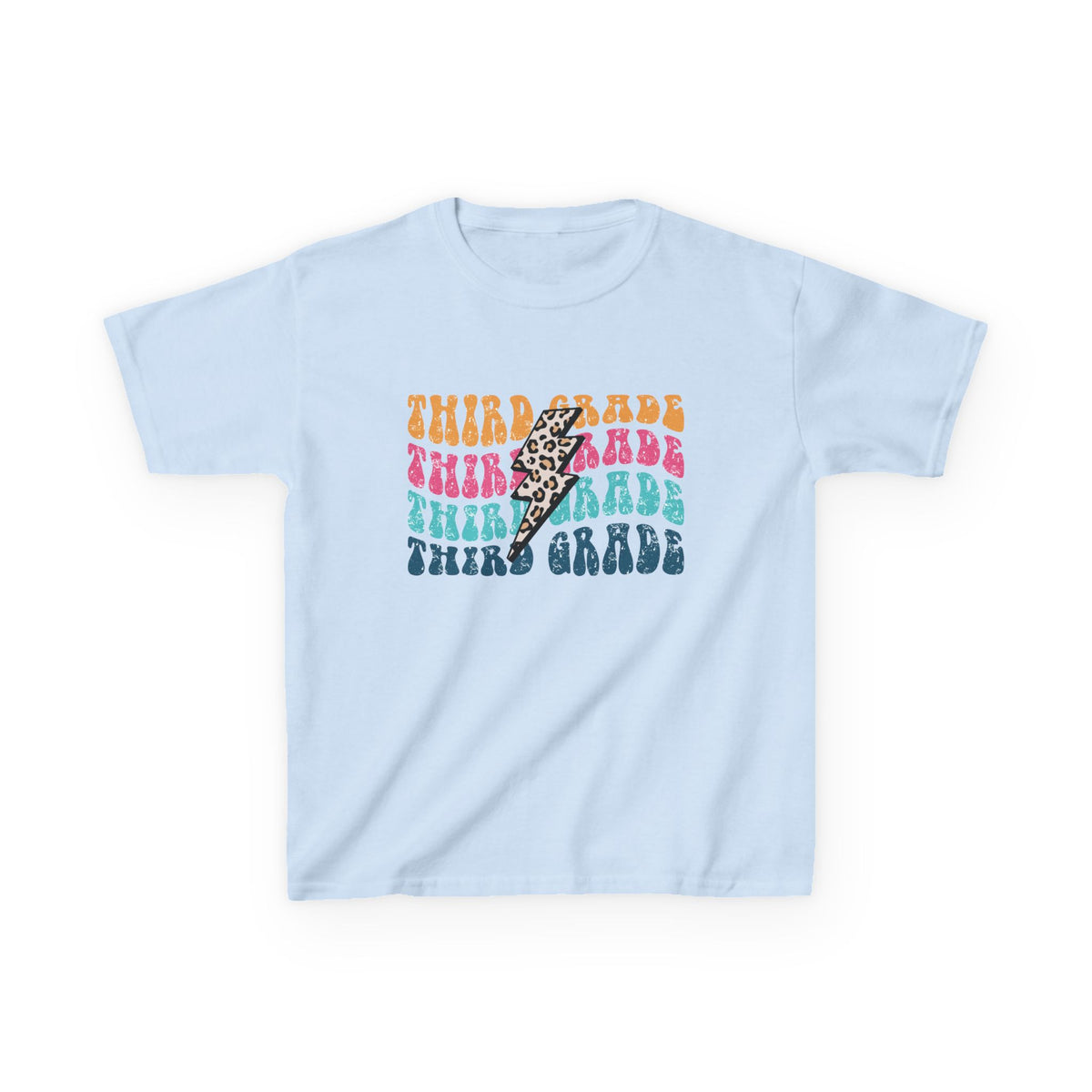 Third Grade Leopard Lightning Graphic Tee Back-to-School 3rd Grade Kids T-Shirt