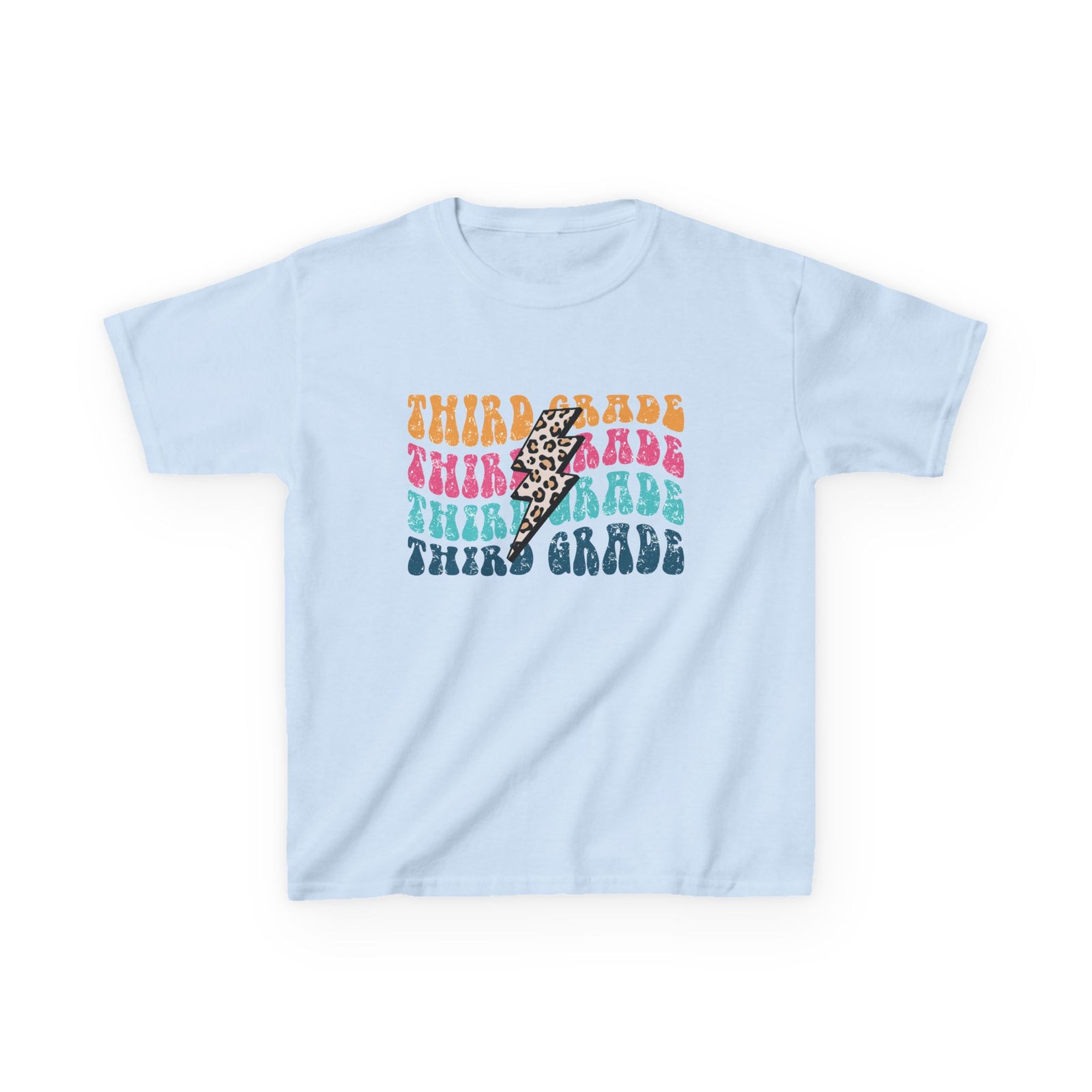 Third Grade Leopard Lightning Graphic Tee Back-to-School 3rd Grade Kids T-Shirt