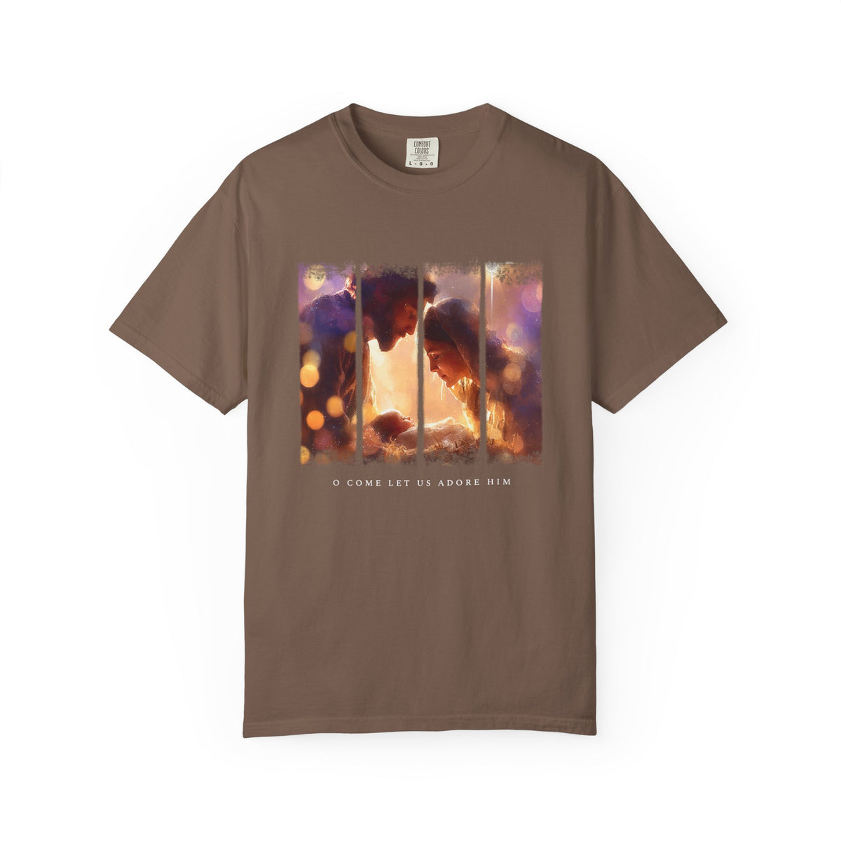 O Come Let Us Adore Him Holy Family Christmas T-Shirt Christian Graphic Tee