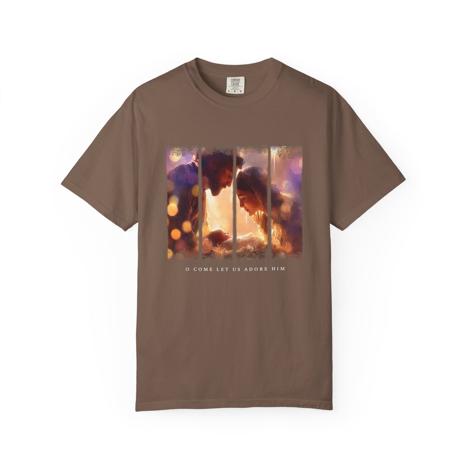 O Come Let Us Adore Him Holy Family Christmas T-Shirt Christian Graphic Tee
