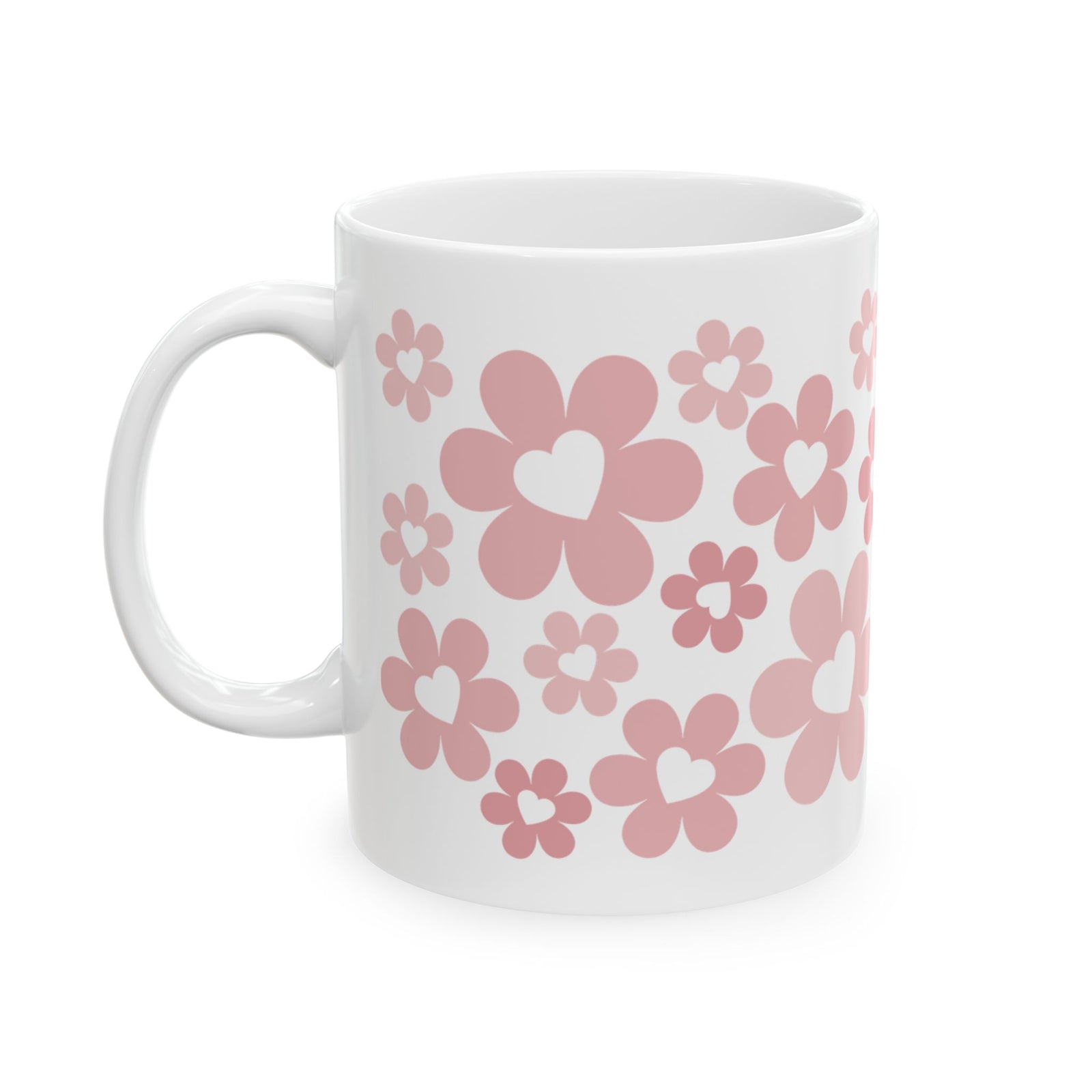 Bouquet of Love Mug — Pink Retro Floral Coffee Cup (11oz, 15oz)