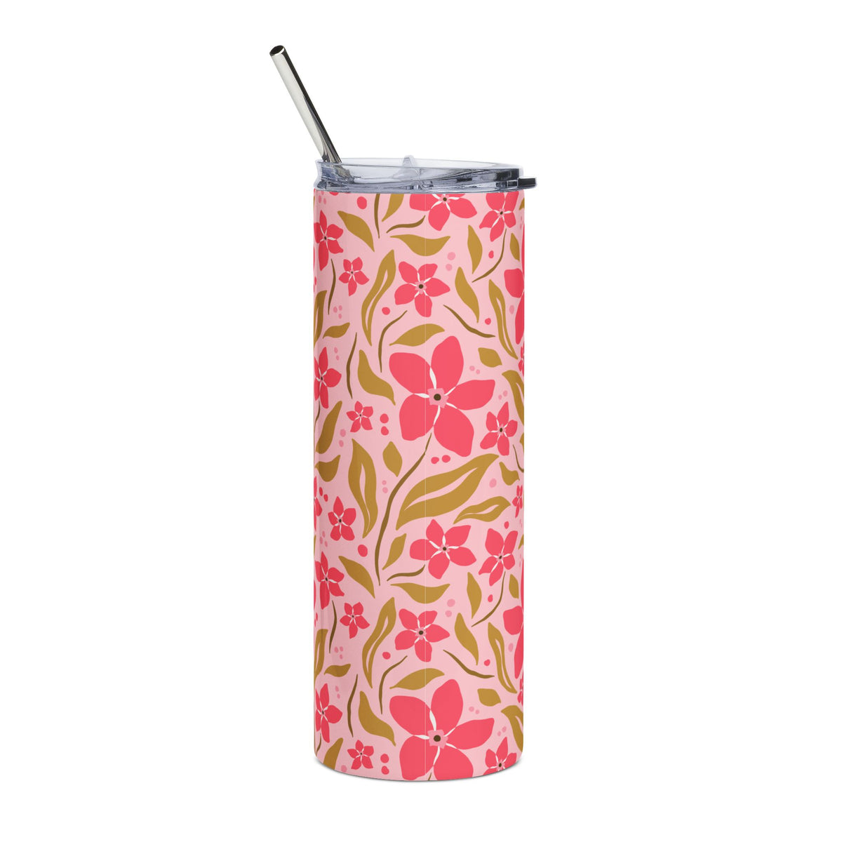 Hot Pink Summer Floral 20oz Stainless Steel Tumbler Insulated Travel Cup