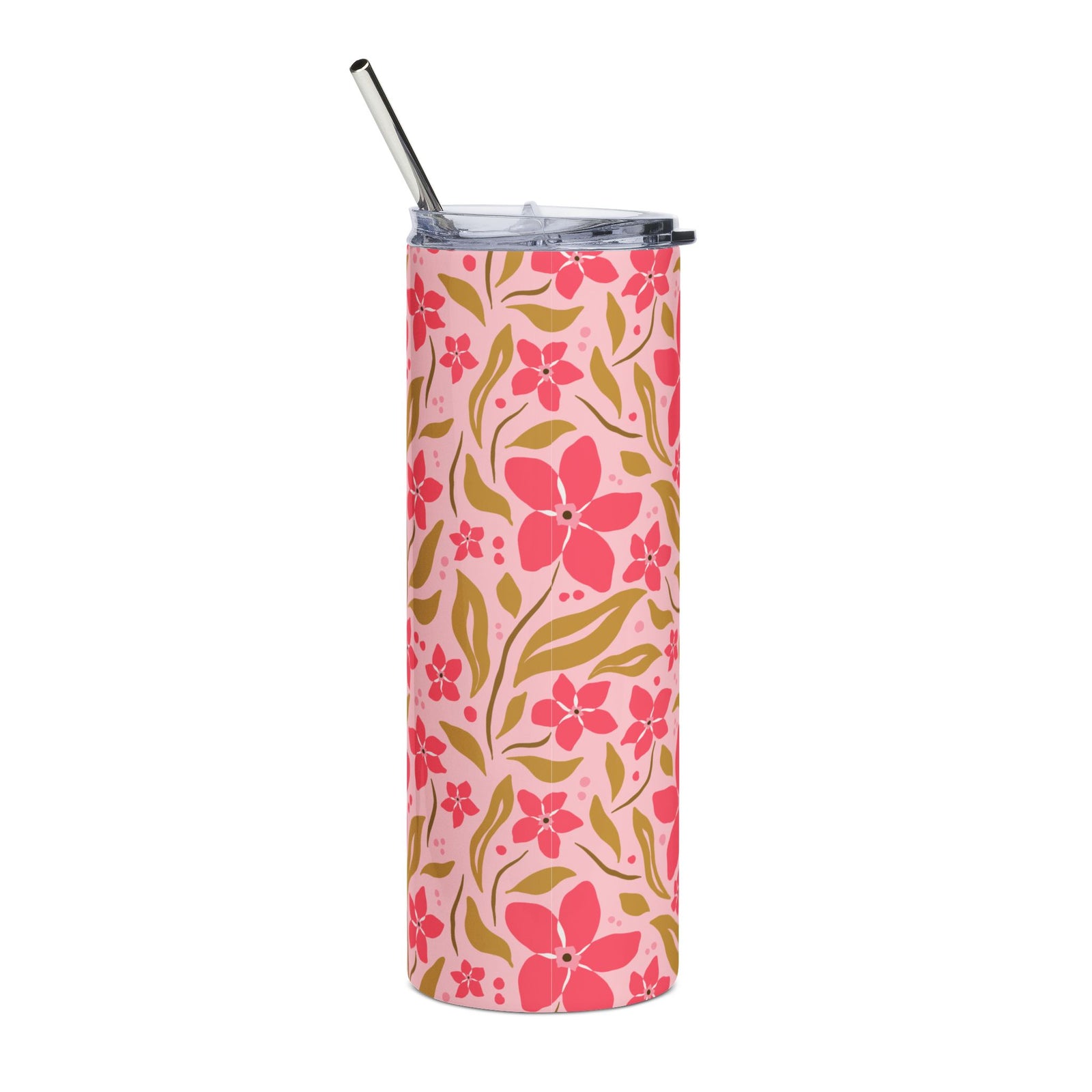 Hot Pink Summer Floral 20oz Stainless Steel Tumbler Insulated Travel Cup