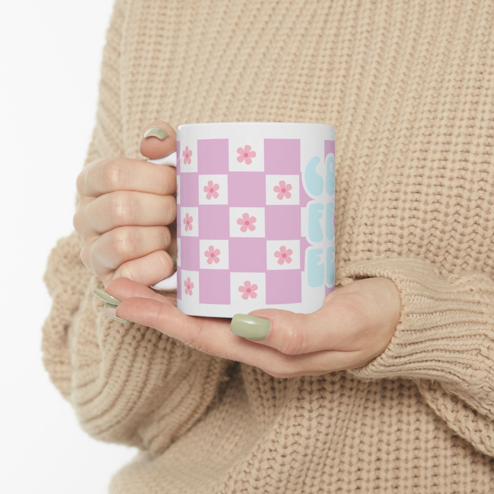 Coffee Checkerboard Cute Ceramic Mug Coffee Cup (11oz & 15oz) - Sydney So Sweet