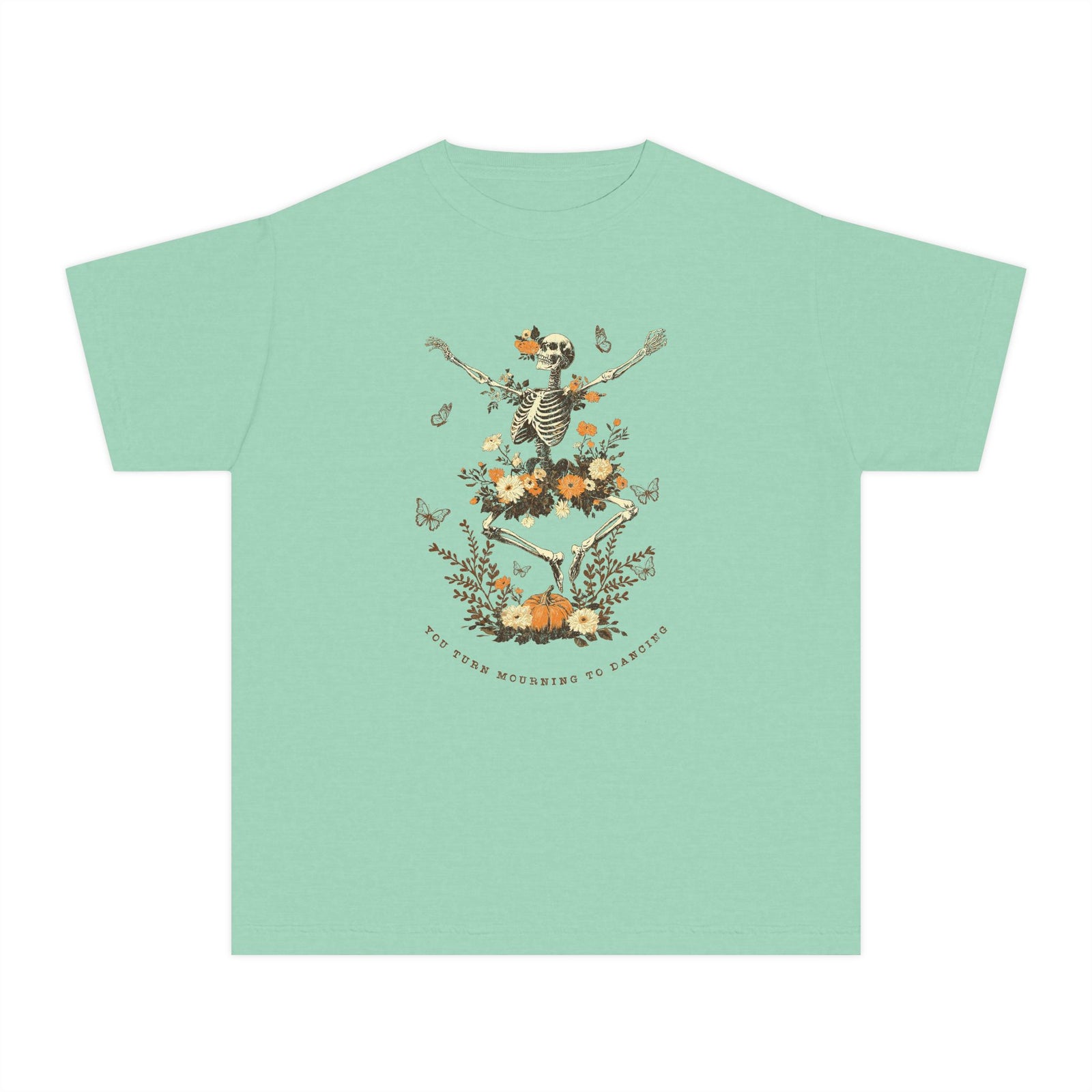 You Turn Mourning into Dancing T-Shirt Dancing Skeleton Halloween Kids Christian Tee