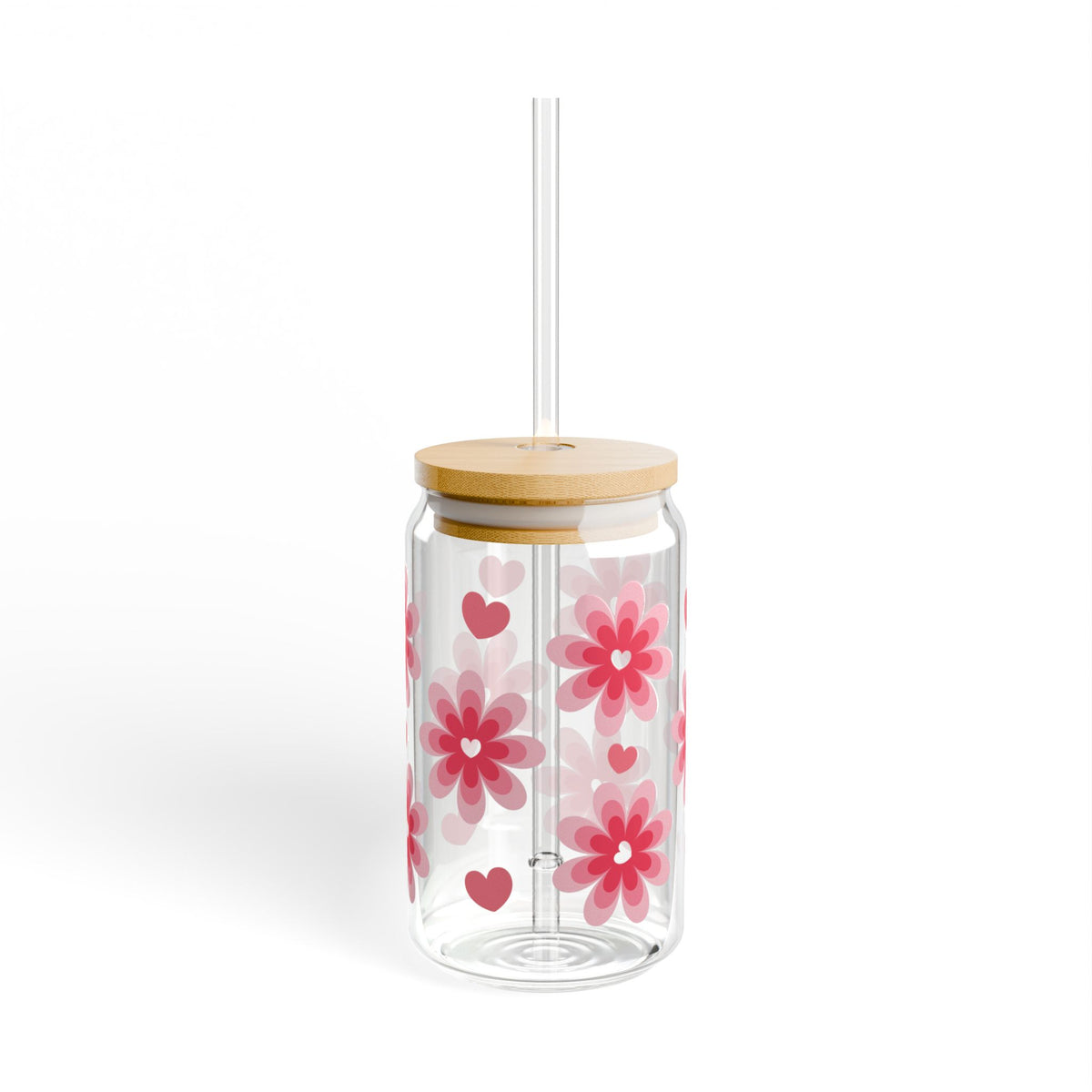 Love Bloom Tumbler Sipper Glass 16oz — Reusable Drink Jar with Lid & Straw - Sydney So Sweet