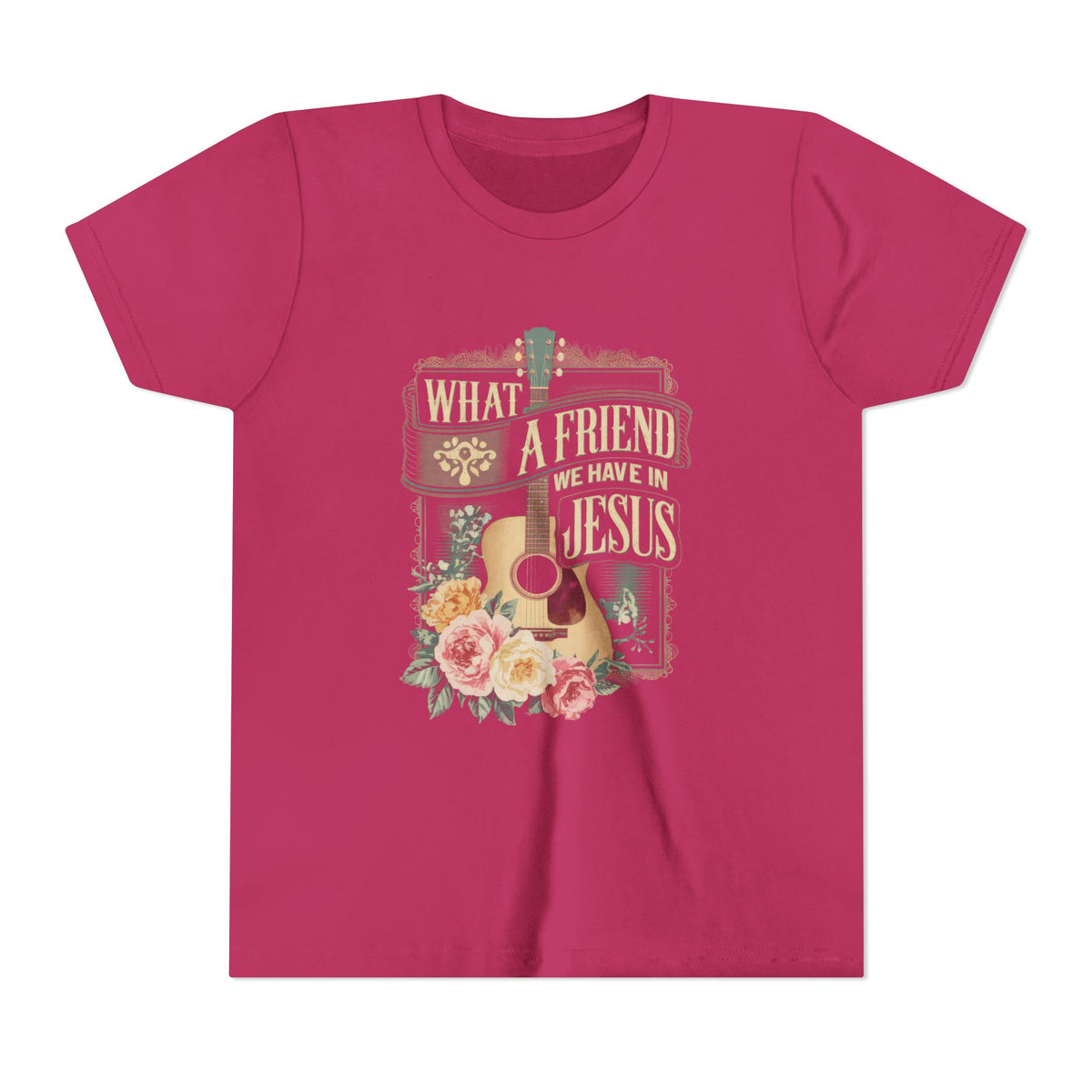 What a Friend We Have in Jesus Kids T-Shirt Christian Praise Guitar Graphic Tee