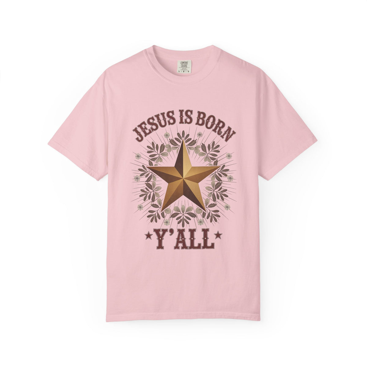 Jesus is Born Y'all Christmas T-Shirt Christian Western Star Graphic Tee
