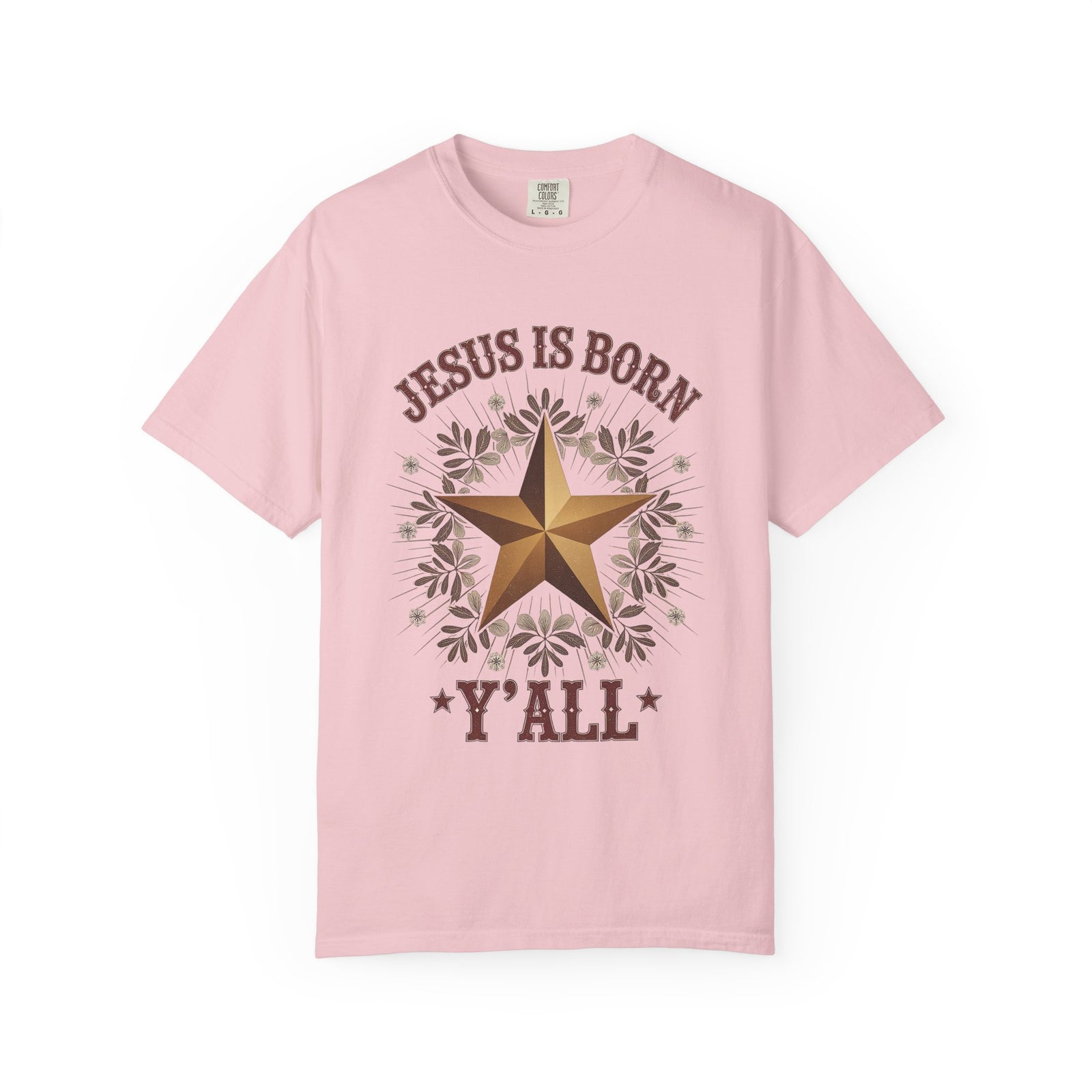 Jesus is Born Y'all Christmas T-Shirt Christian Western Star Graphic Tee