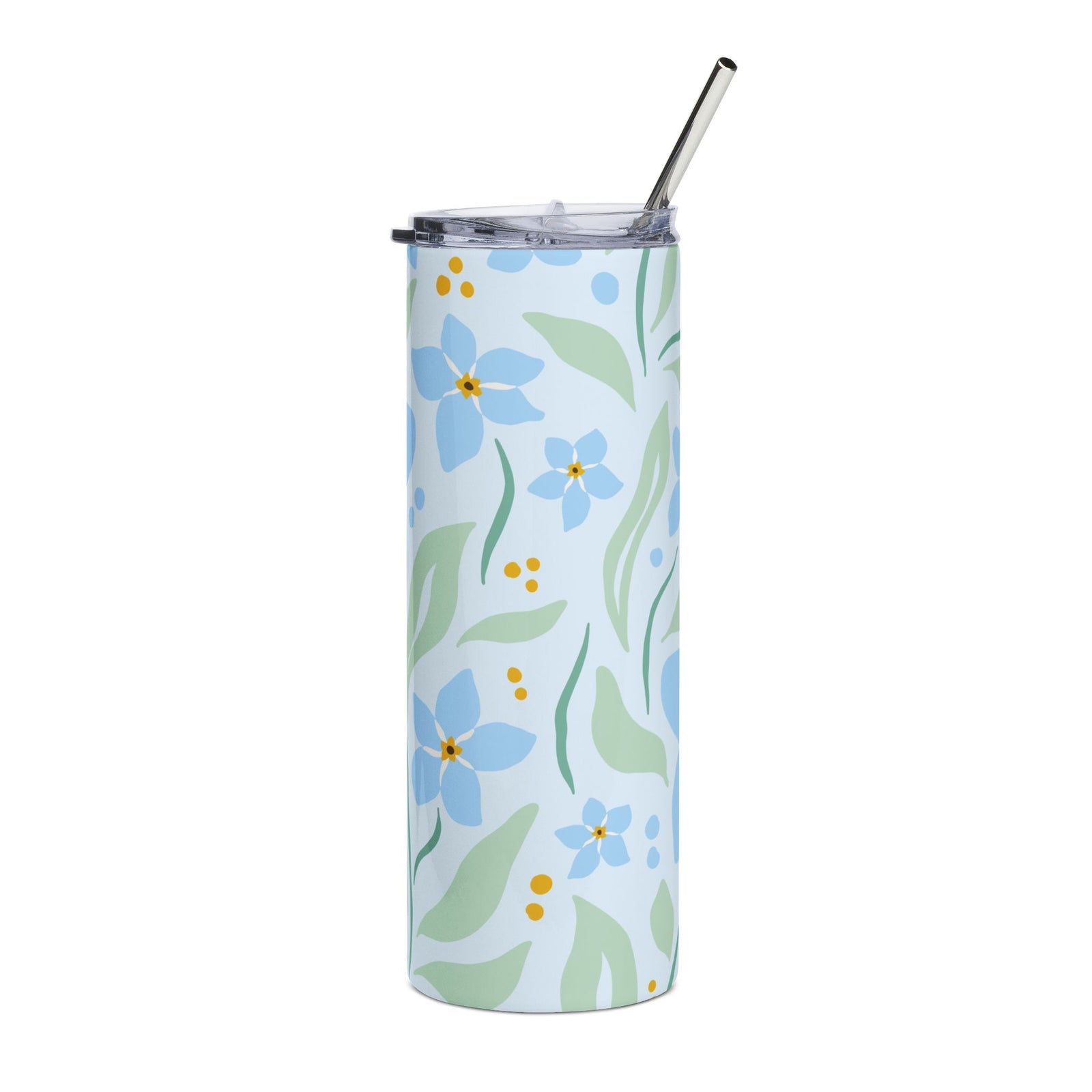 Blue Floral Forget-Me-Not 20oz Stainless Steel Insulated Tumbler Travel Cup