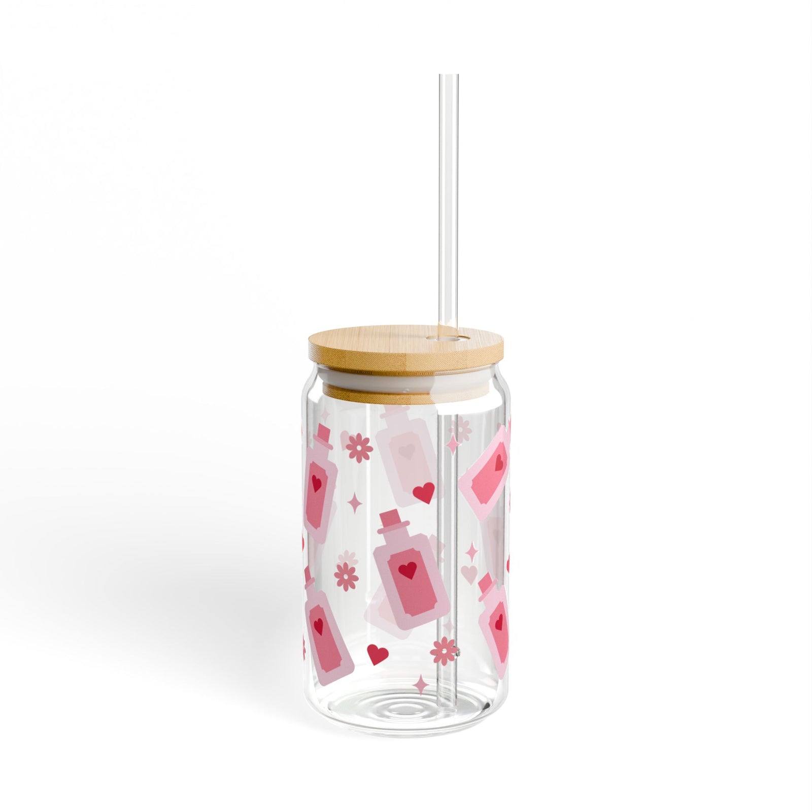 Love Potion Valentine Tumbler Sipper Glass 16oz — Reusable Drink Jar with Lid & Straw - Sydney So Sweet