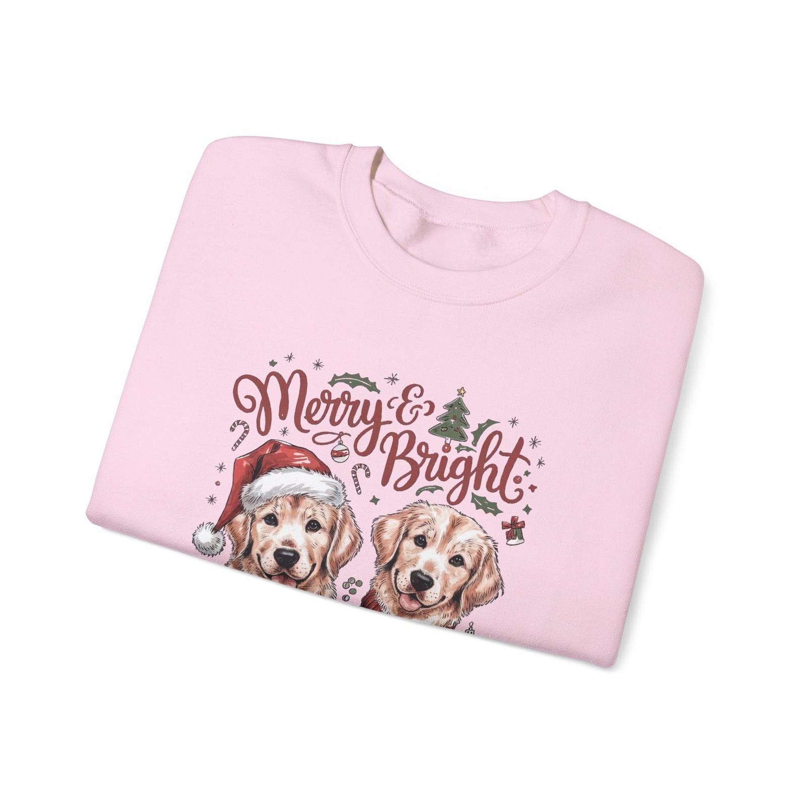 Merry & Bright Christmas Dogs Crewneck Unisex Sweatshirt