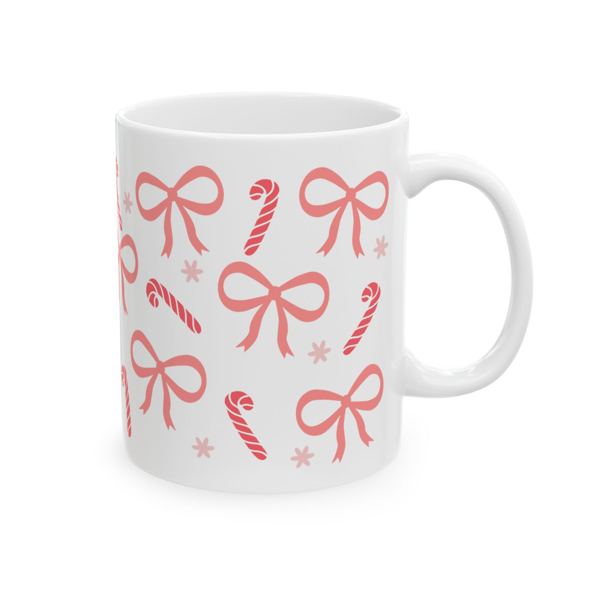 Candy Cane Coquette Christmas Ceramic Mug Coffee Cup (11oz & 15oz)