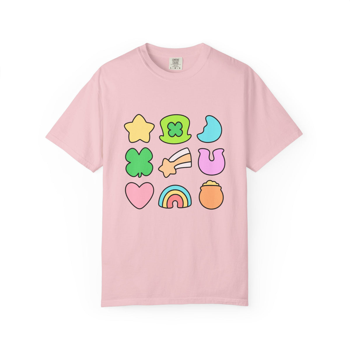 Lucky Charm Icons Graphic T-Shirt Pastel St. Patrick’s Day Unisex Short Sleeve Tee
