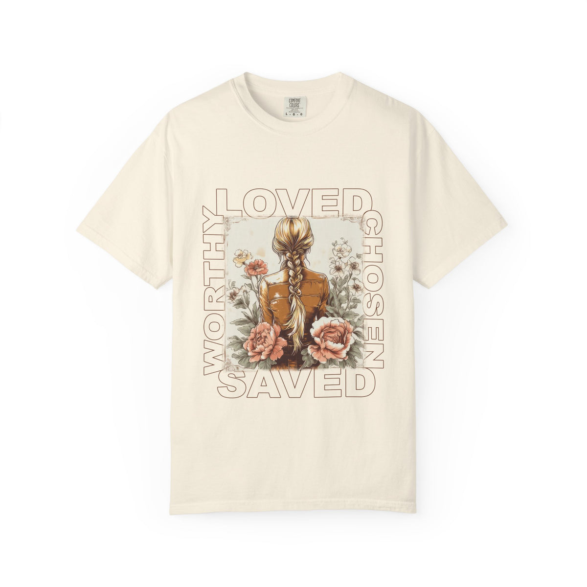 Loved Worthy Chosen Saved T-Shirt Christian Floral Graphic Tee