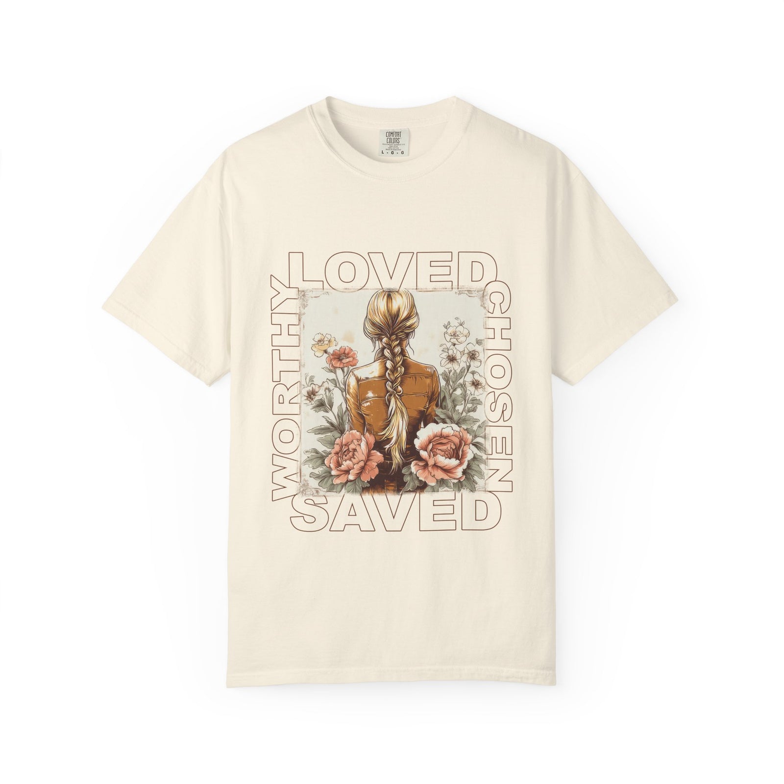 Loved Worthy Chosen Saved T-Shirt Christian Floral Graphic Tee