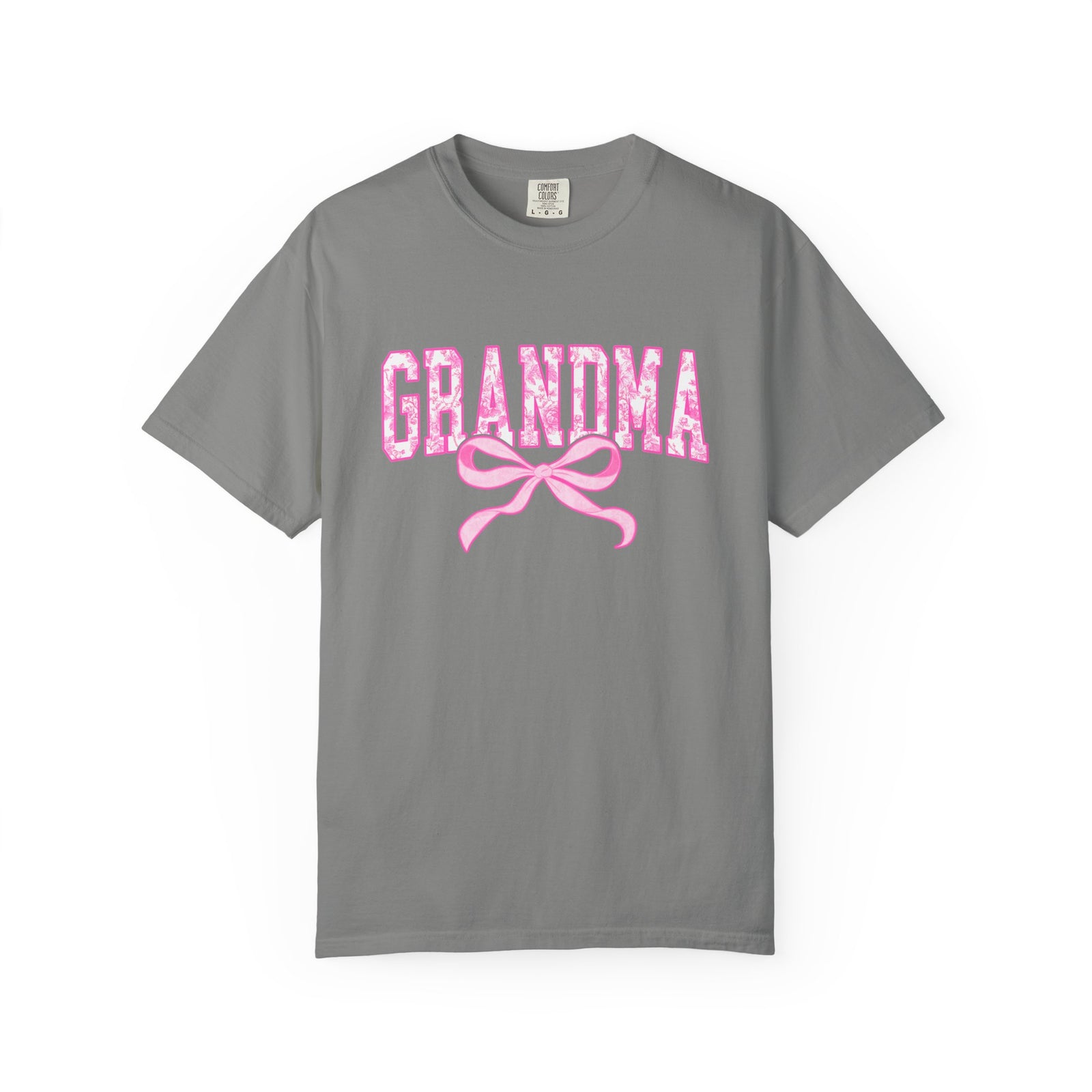 Grandma Coquette Pink Toile Bow T-Shirt Cute Grandmother Graphic Tee