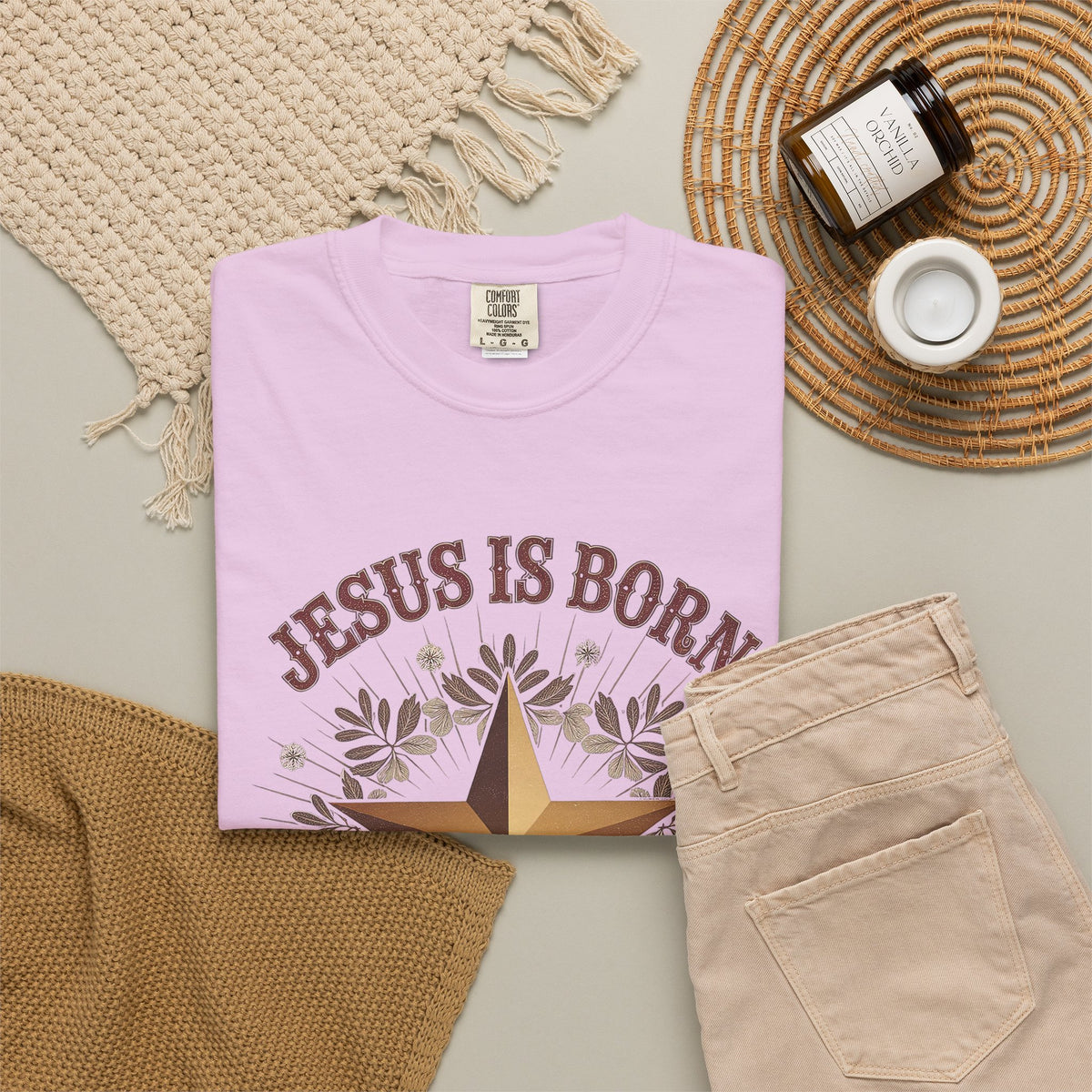 Jesus is Born Y'all Christmas T-Shirt Christian Western Star Graphic Tee