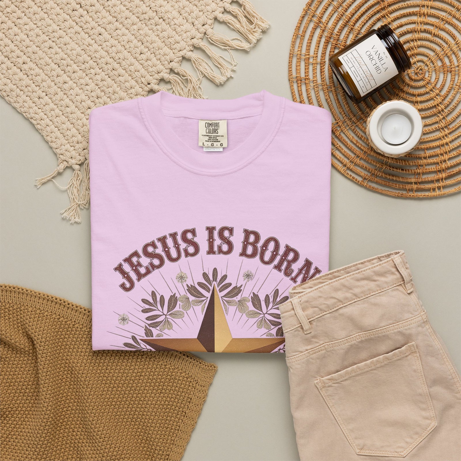 Jesus is Born Y'all Christmas T-Shirt Christian Western Star Graphic Tee