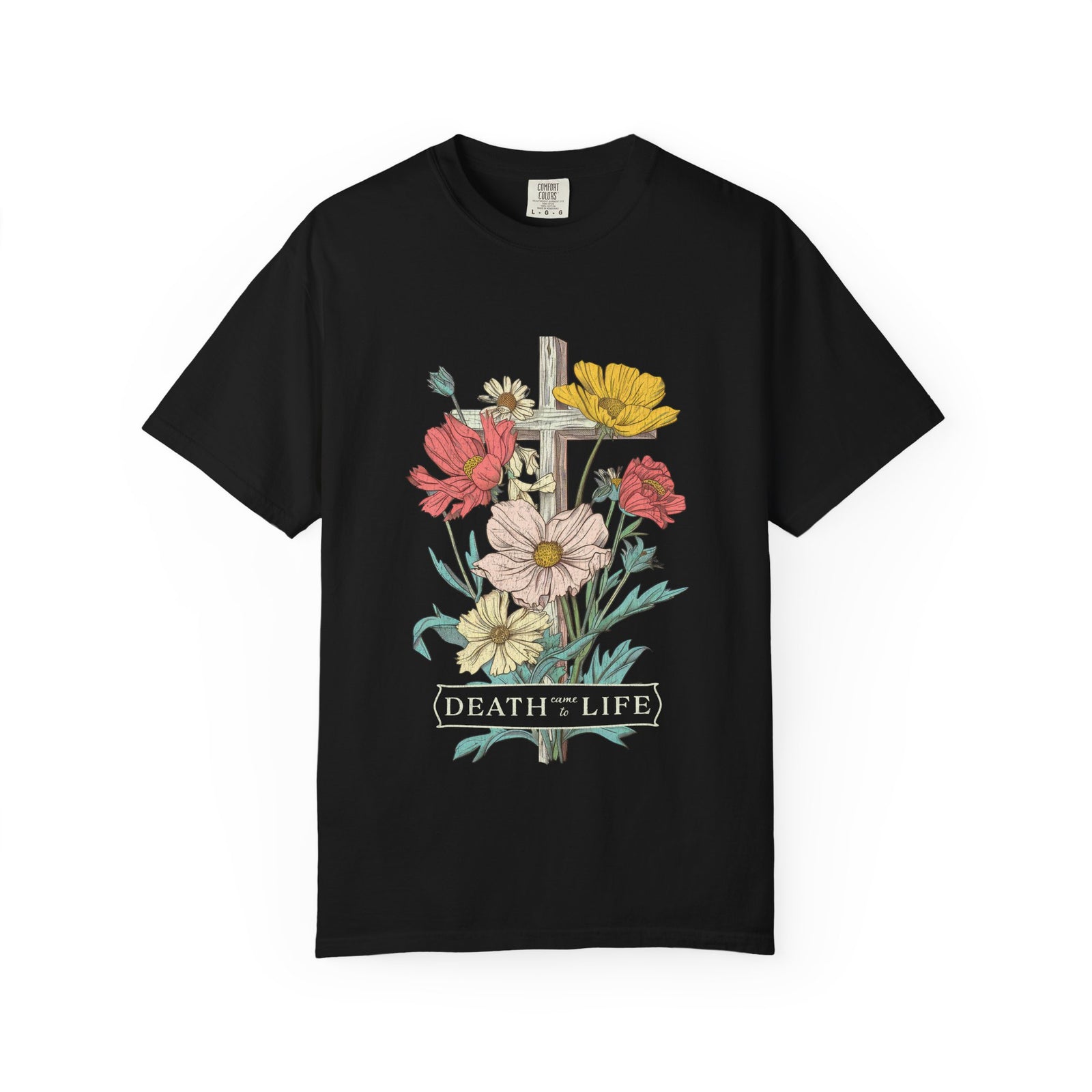 Death Has Come to Life Floral Cross Easter Unisex Tee Christian Distressed T-Shirt