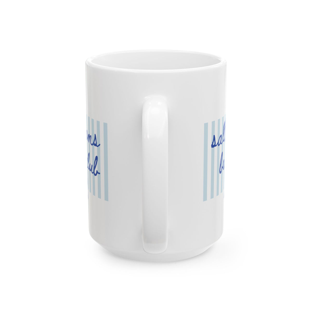 Salty Moms Beach Club Coastal Stripe Ceramic Mug Coffee Cup (11oz & 15oz)