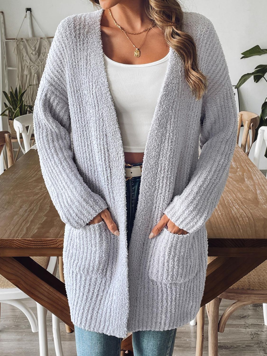 Open Front Long Sleeve Cardigan - Sydney So Sweet