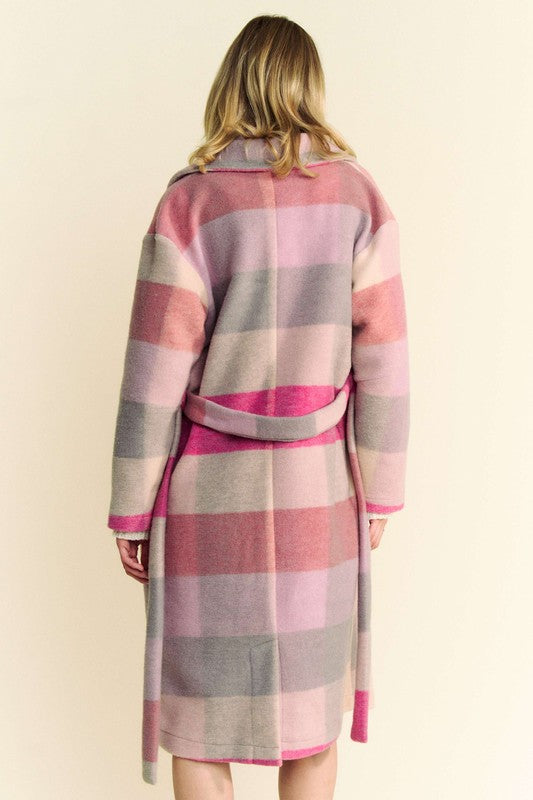 Davi & Dani Tied Color Block Collared Neck Coat - Sydney So Sweet