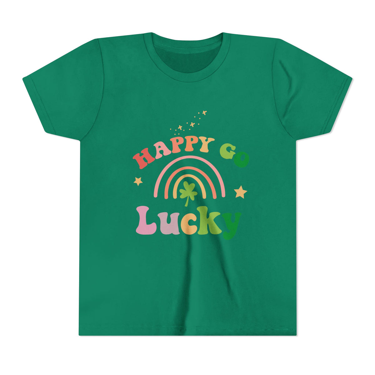Happy Go Lucky Rainbow Shamrock Youth Tee Cute St. Patrick's Day Kids T-Shirt