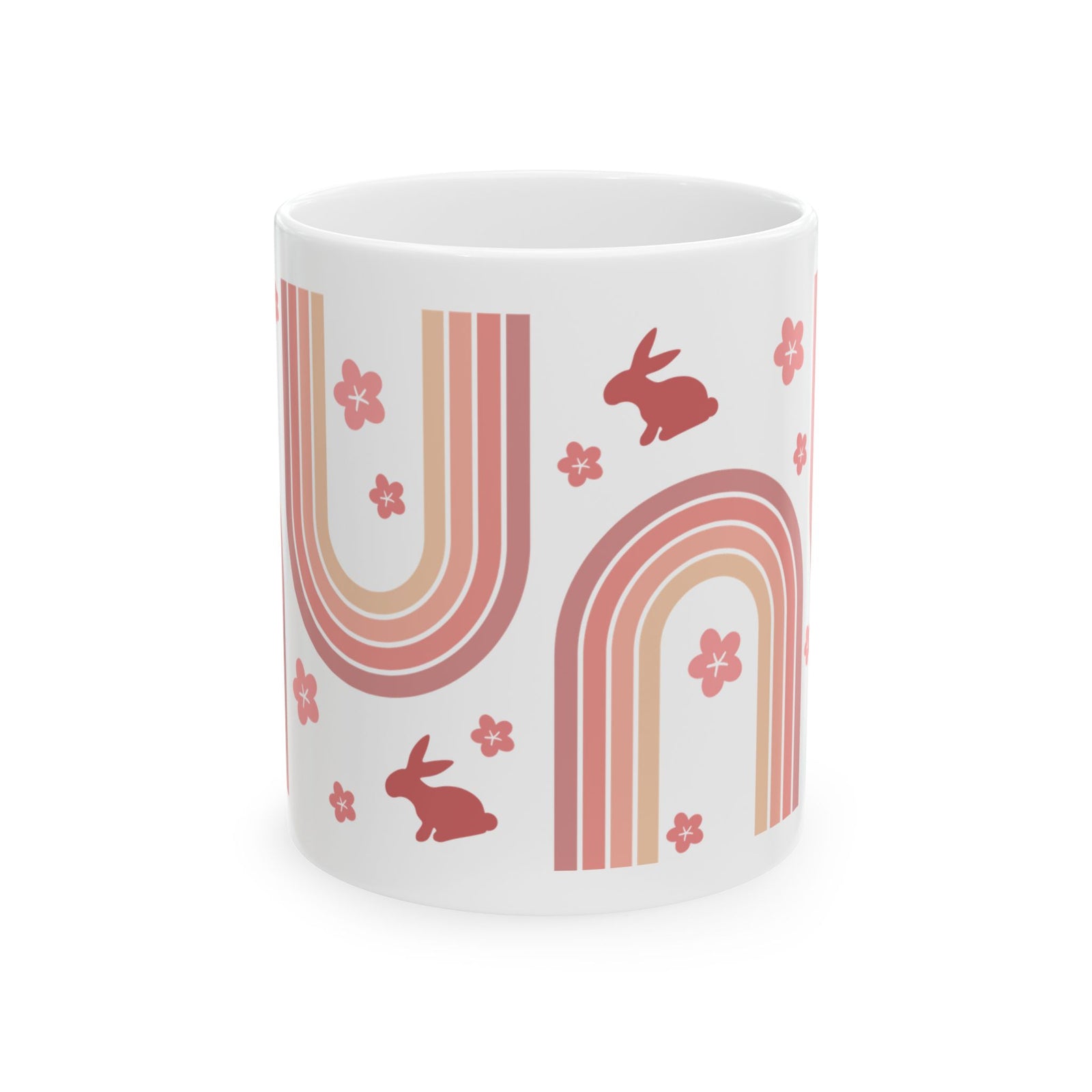 Retro Rainbow Bunny Cute Ceramic Mug Coffee Cup (11oz & 15oz)