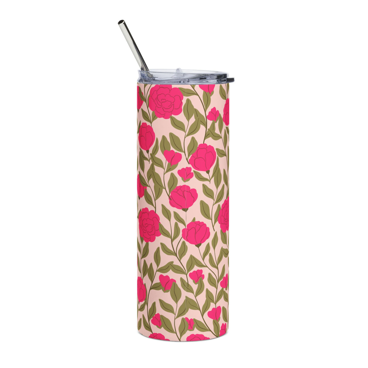 Hot Pink Peony 20oz Stainless Steel Tumbler Insulated Travel Cup