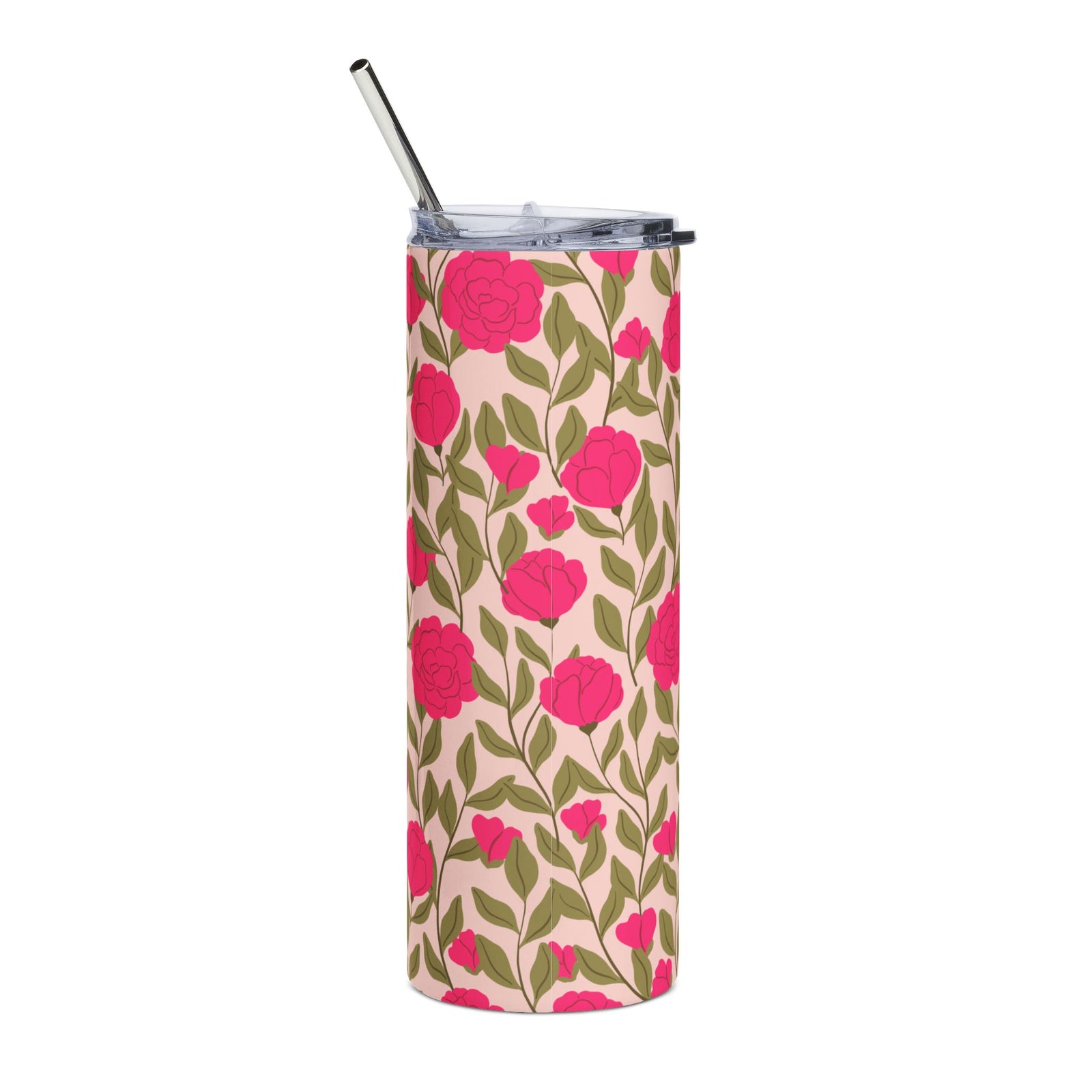 Hot Pink Peony 20oz Stainless Steel Tumbler Insulated Travel Cup