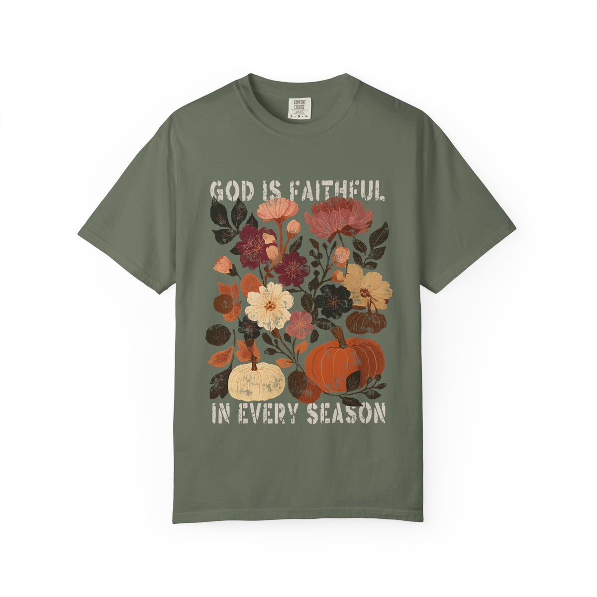 God is Faithful Floral Pumpkin T-Shirt Christian Distressed Fall Graphic Tee