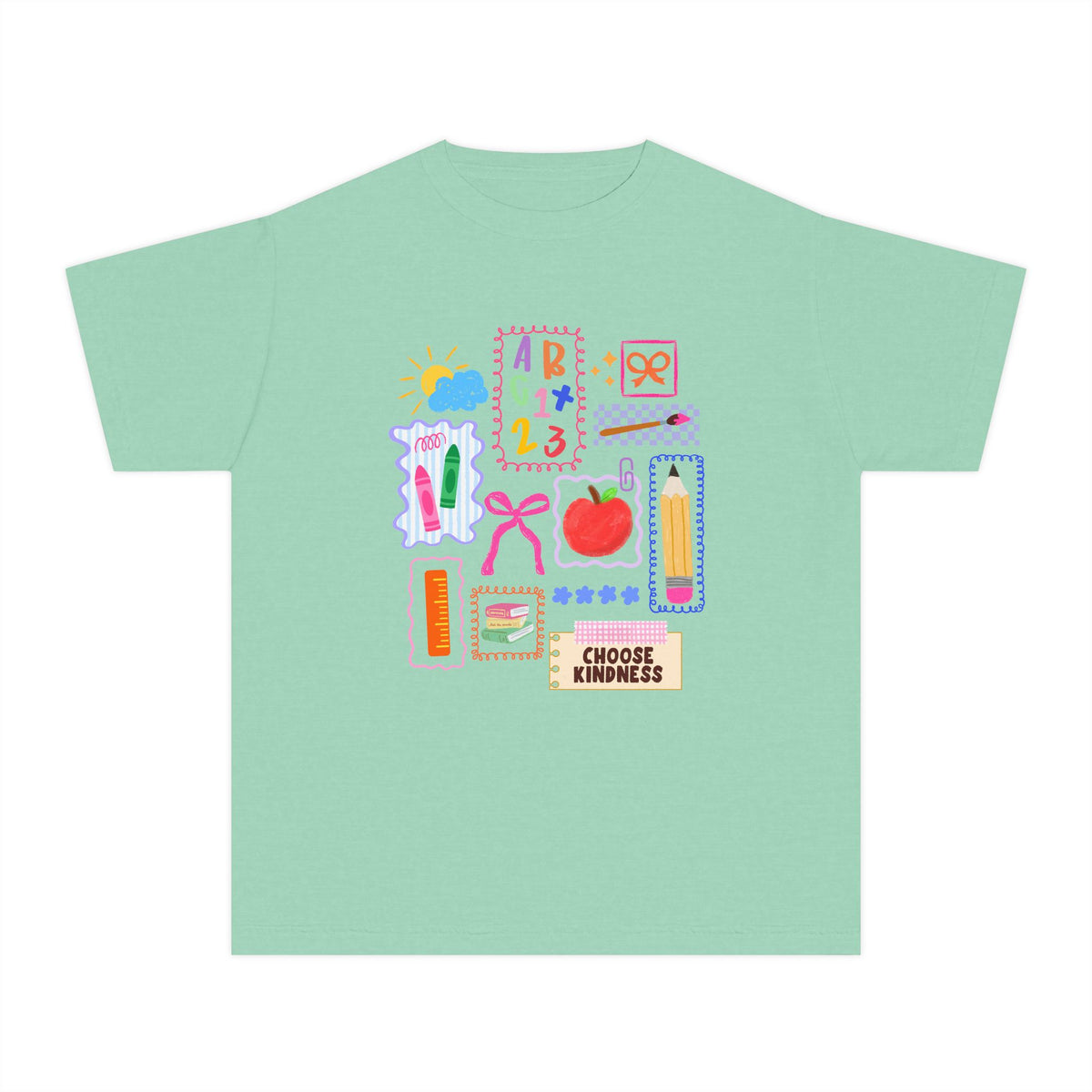 Choose Kindness Coquette Doodles Bow Graphic Tee Kids Back to School T-Shirt
