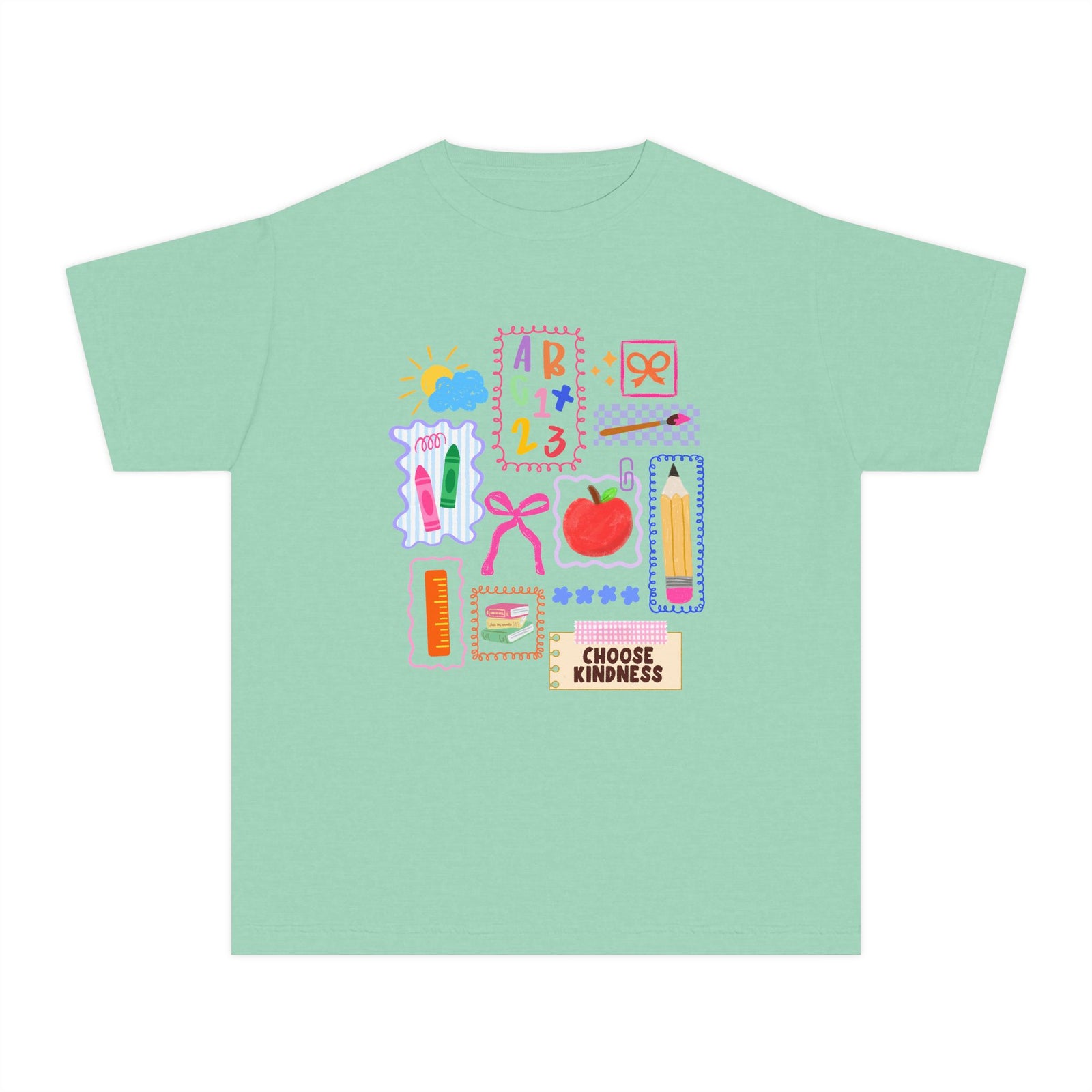 Choose Kindness Coquette Doodles Bow Graphic Tee Kids Back to School T-Shirt