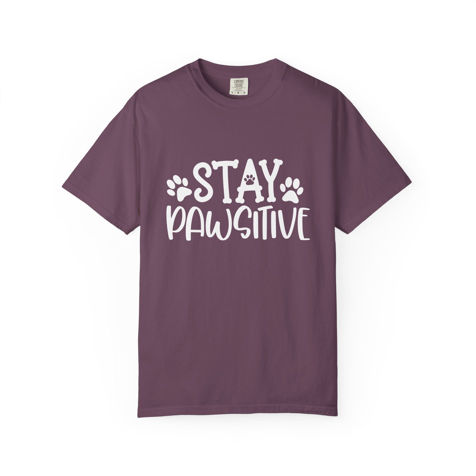 Stay Paw-sitive Paw Print T-Shirt Cute Dog Mom Graphic Tee
