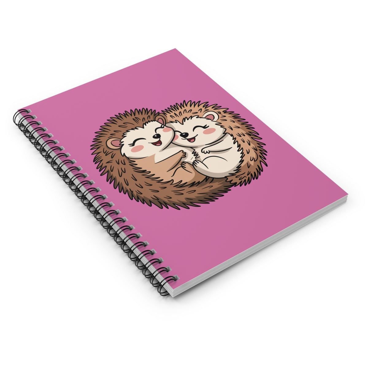 Cute Hugging Hedgehog Couple Spiral Notebook Ruled Journal
