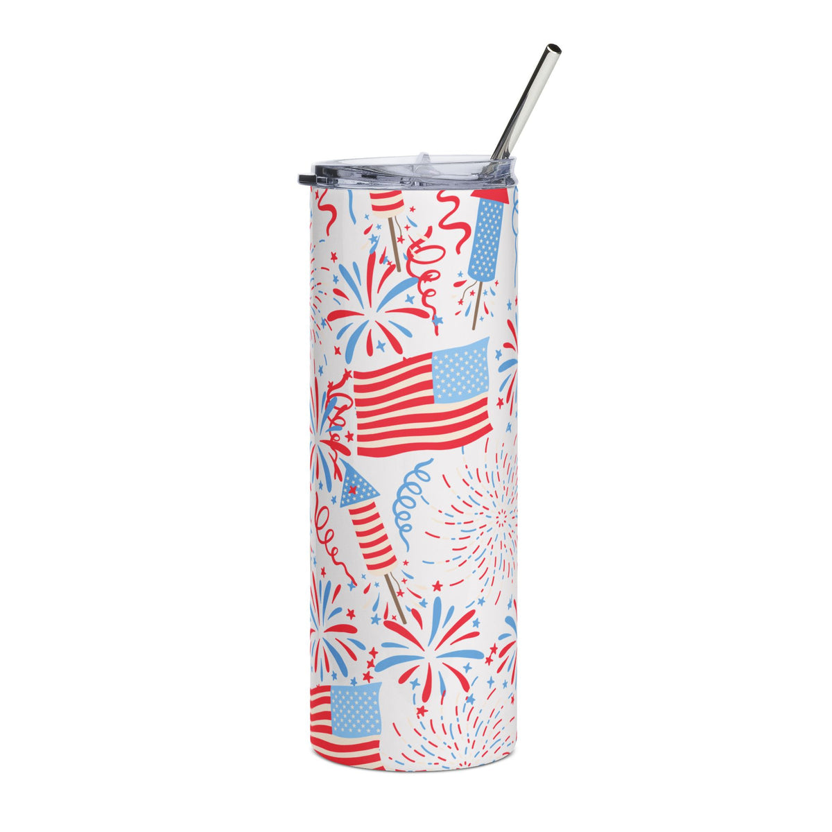Freedom Flags & Fireworks 20oz Stainless Steel Tumbler Insulated Travel Cup