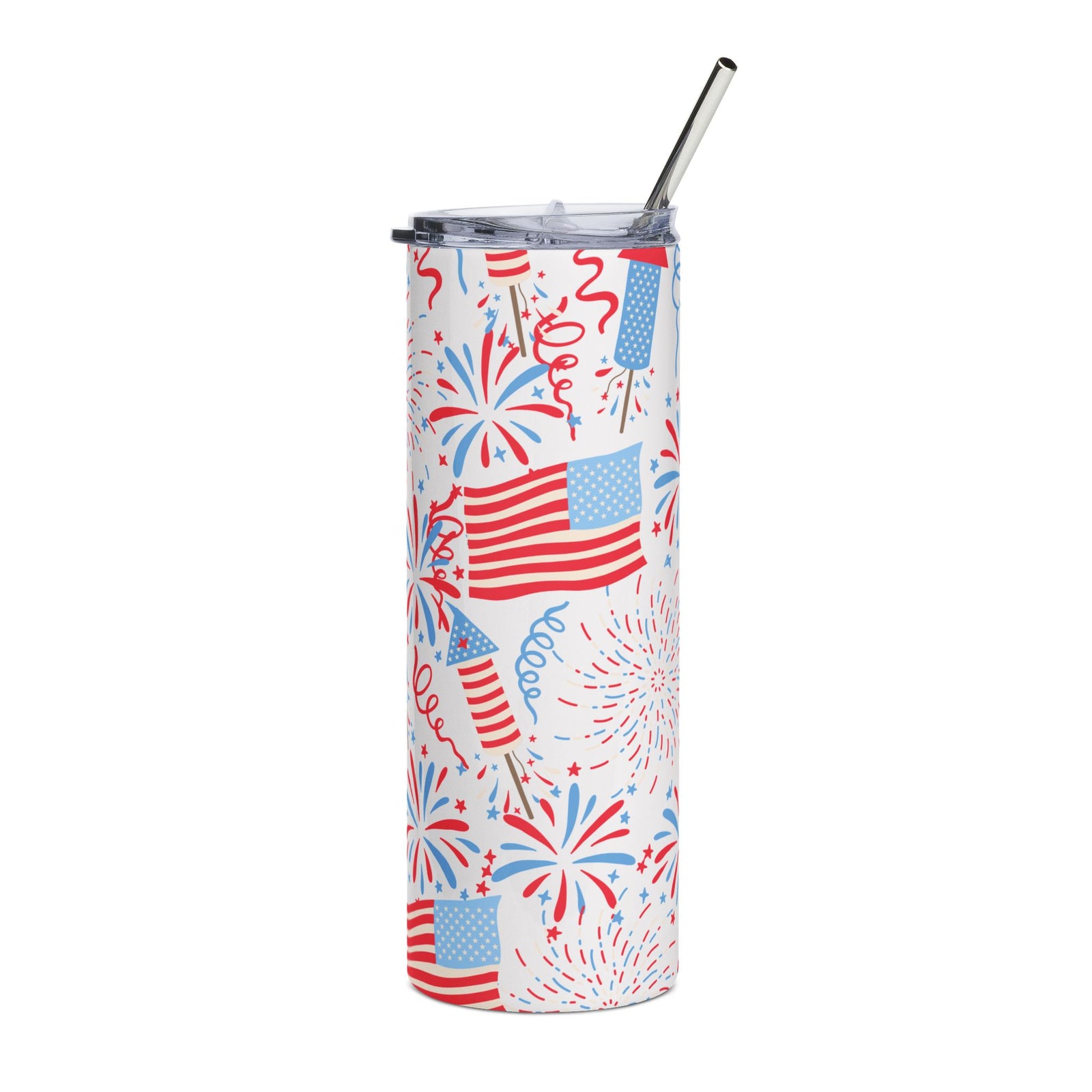 Freedom Flags & Fireworks 20oz Stainless Steel Tumbler Insulated Travel Cup