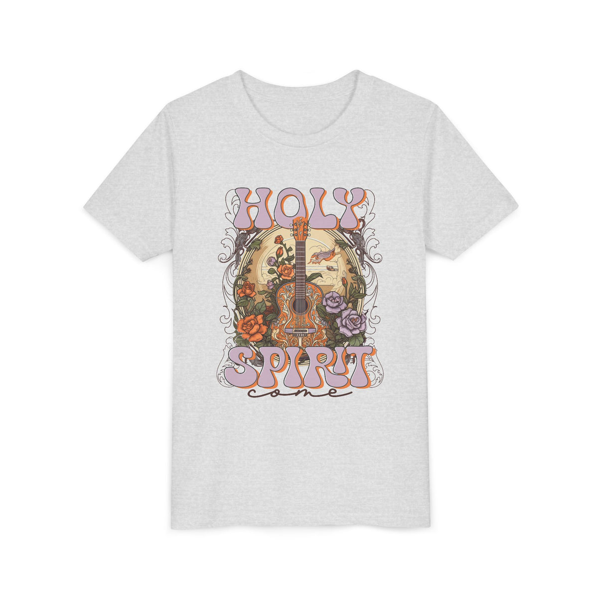 Holy Spirit Come Kids T-Shirt Christian Praise Guitar Graphic Tee