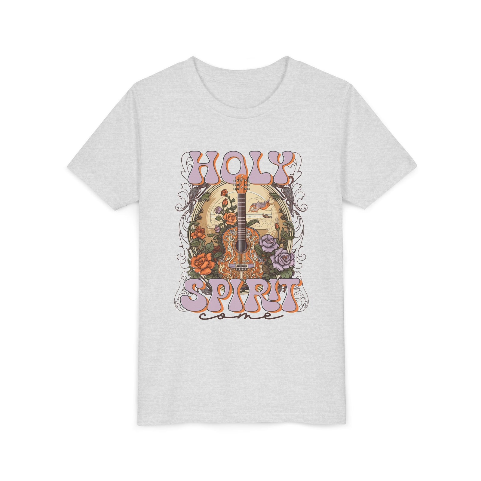 Holy Spirit Come Kids T-Shirt Christian Praise Guitar Graphic Tee