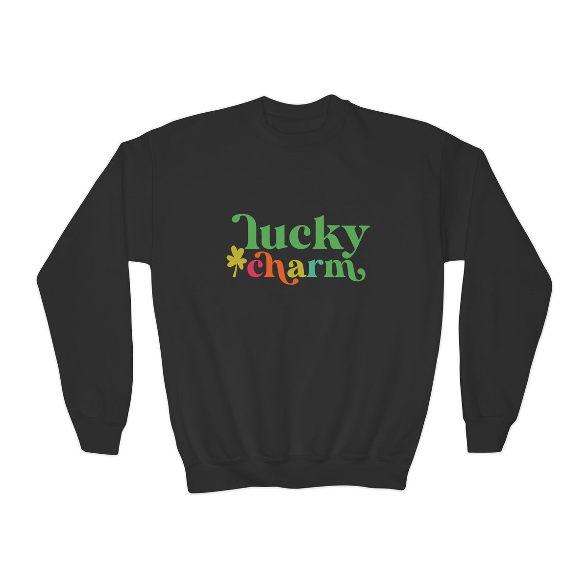 Lucky Charm Shamrock St. Patrick's Day Kids' Crewneck Graphic Sweatshirt