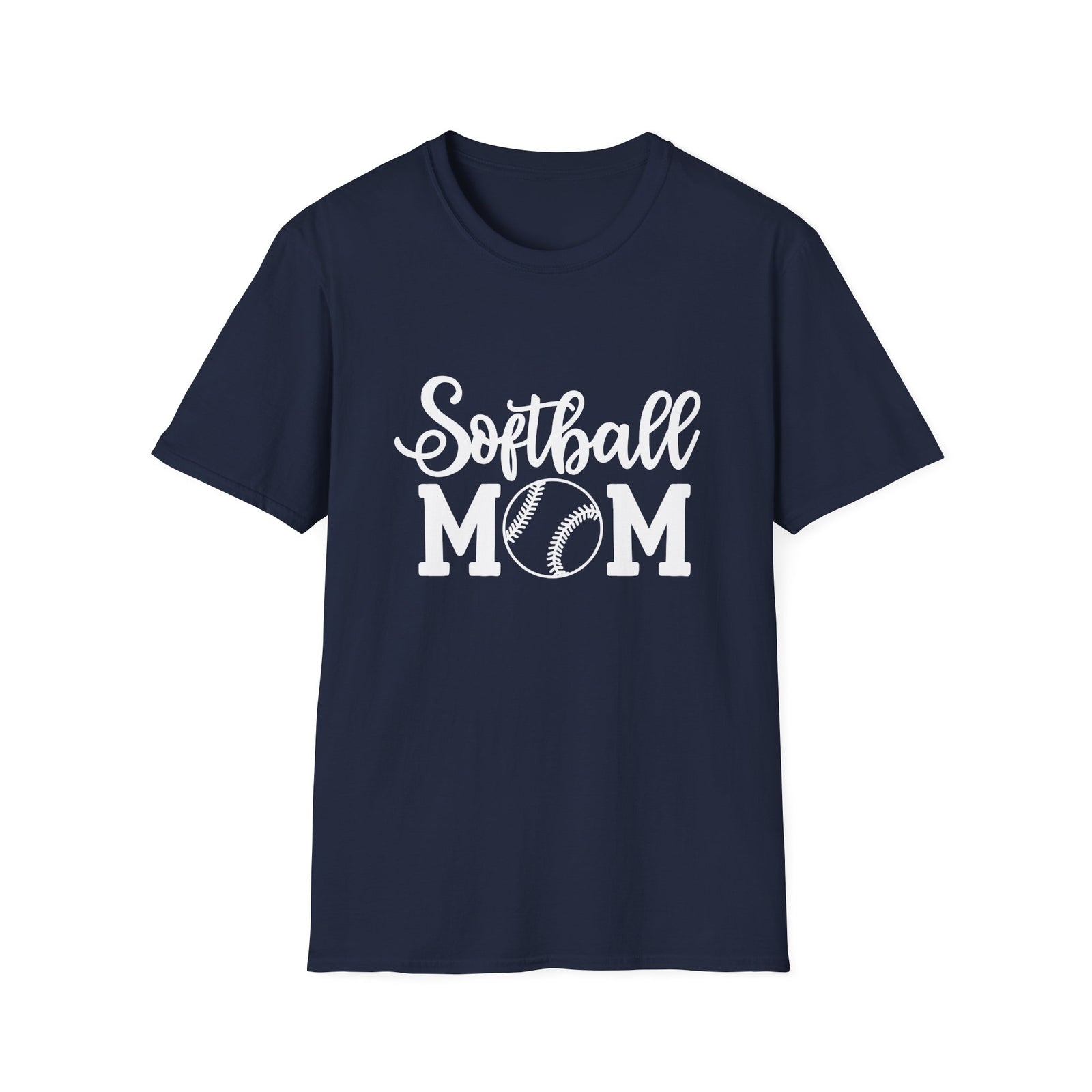 Softball Mom Classic Graphic T-Shirt Cute Sports Mom Tee (12 Team Colors)