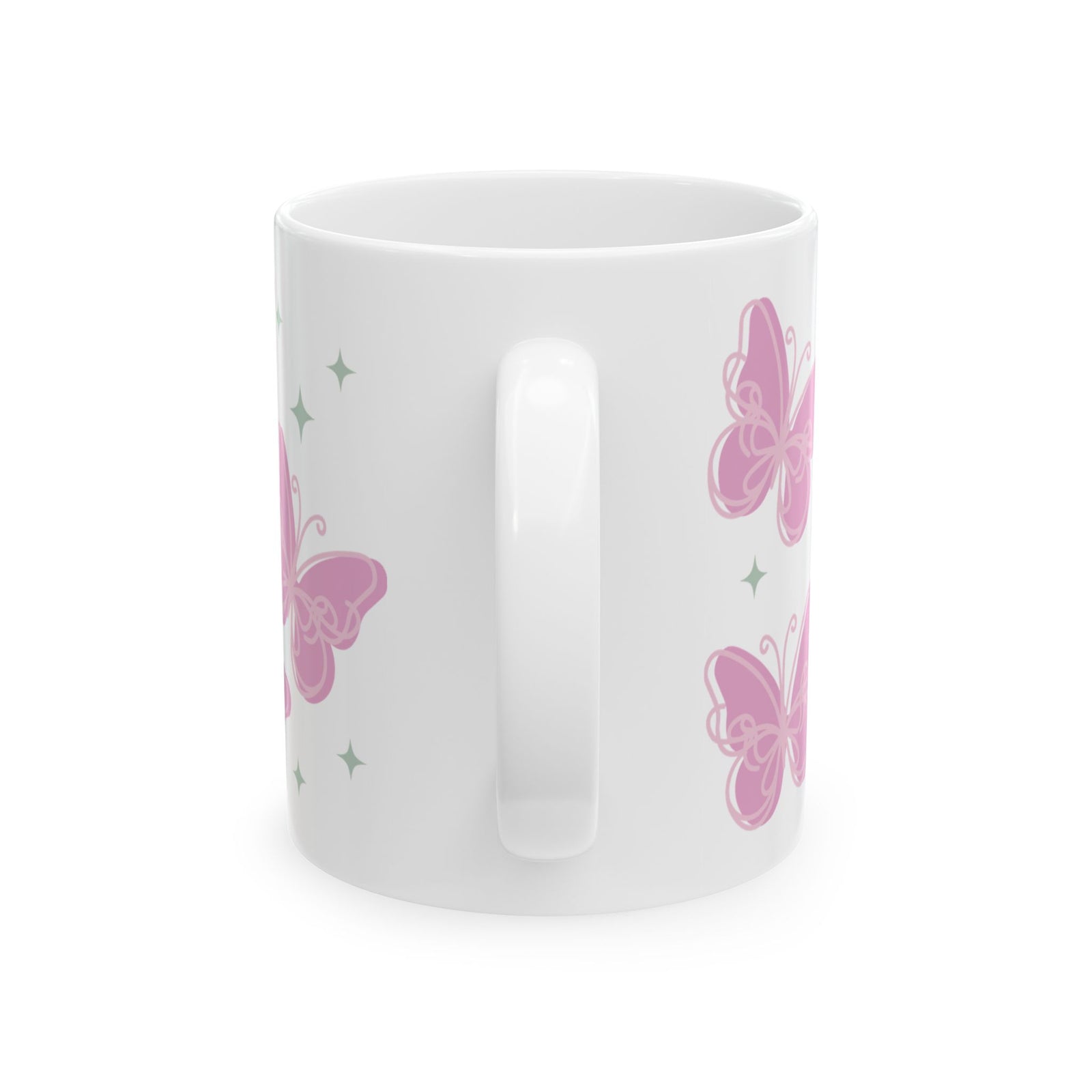 Flutter Pink Butterfly Cute Ceramic Mug Coffee Cup (11oz & 15oz)