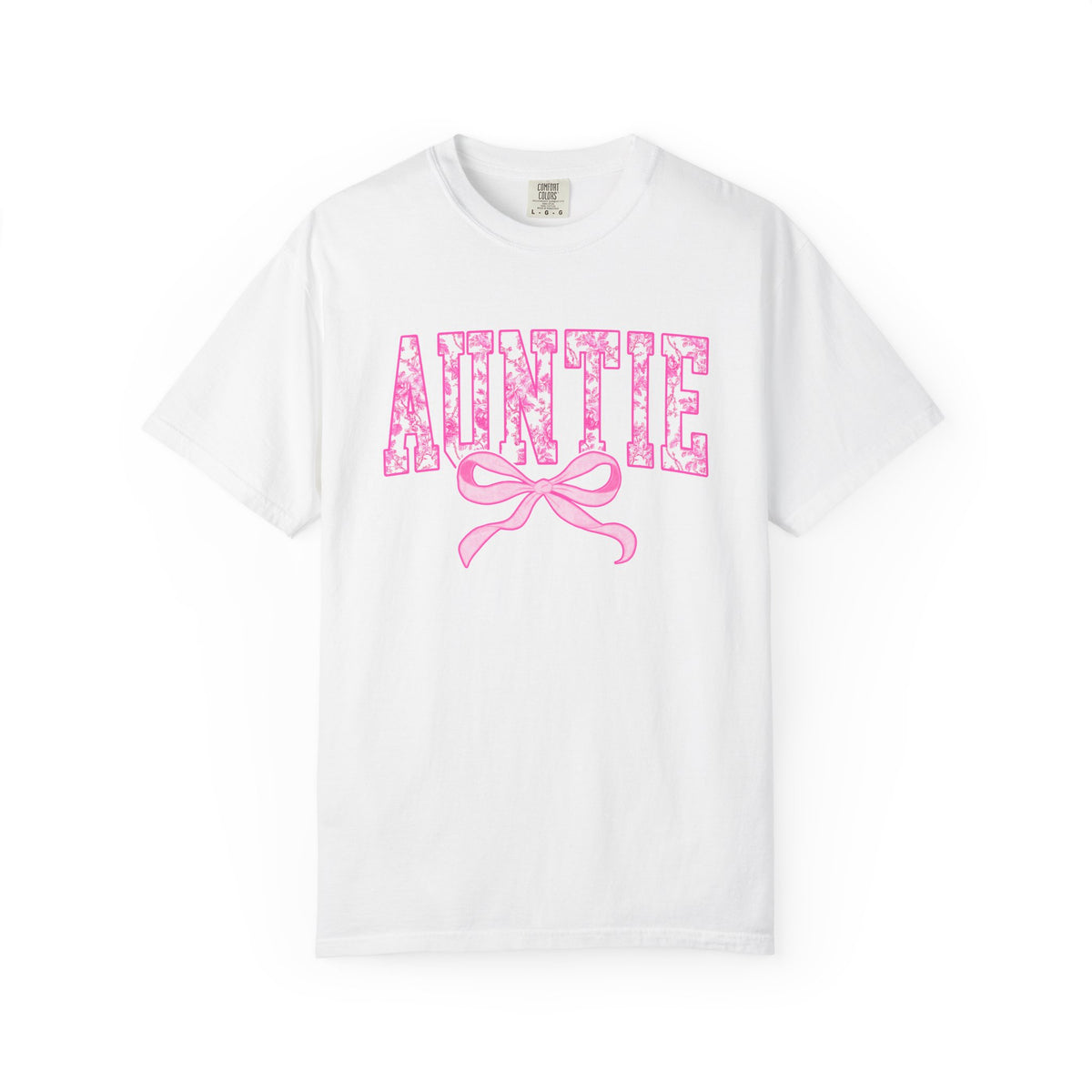 Auntie Coquette Pink Toile Bow T-Shirt Cute Aunt Graphic Tee