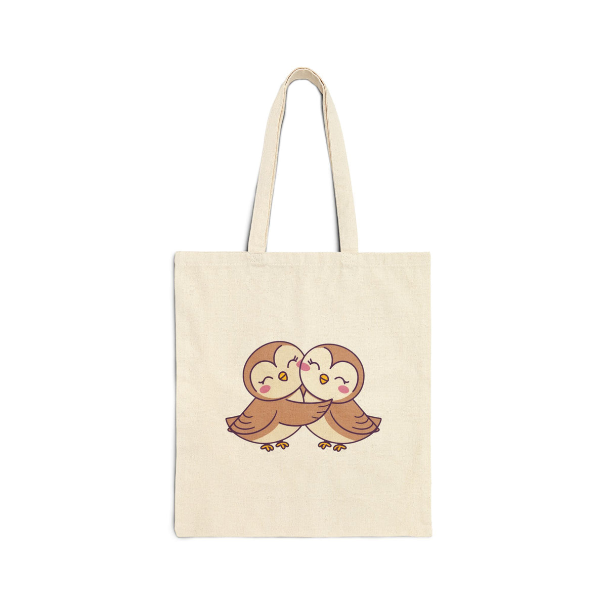 Cute Hugging Owls Cotton Canvas Tote Bag